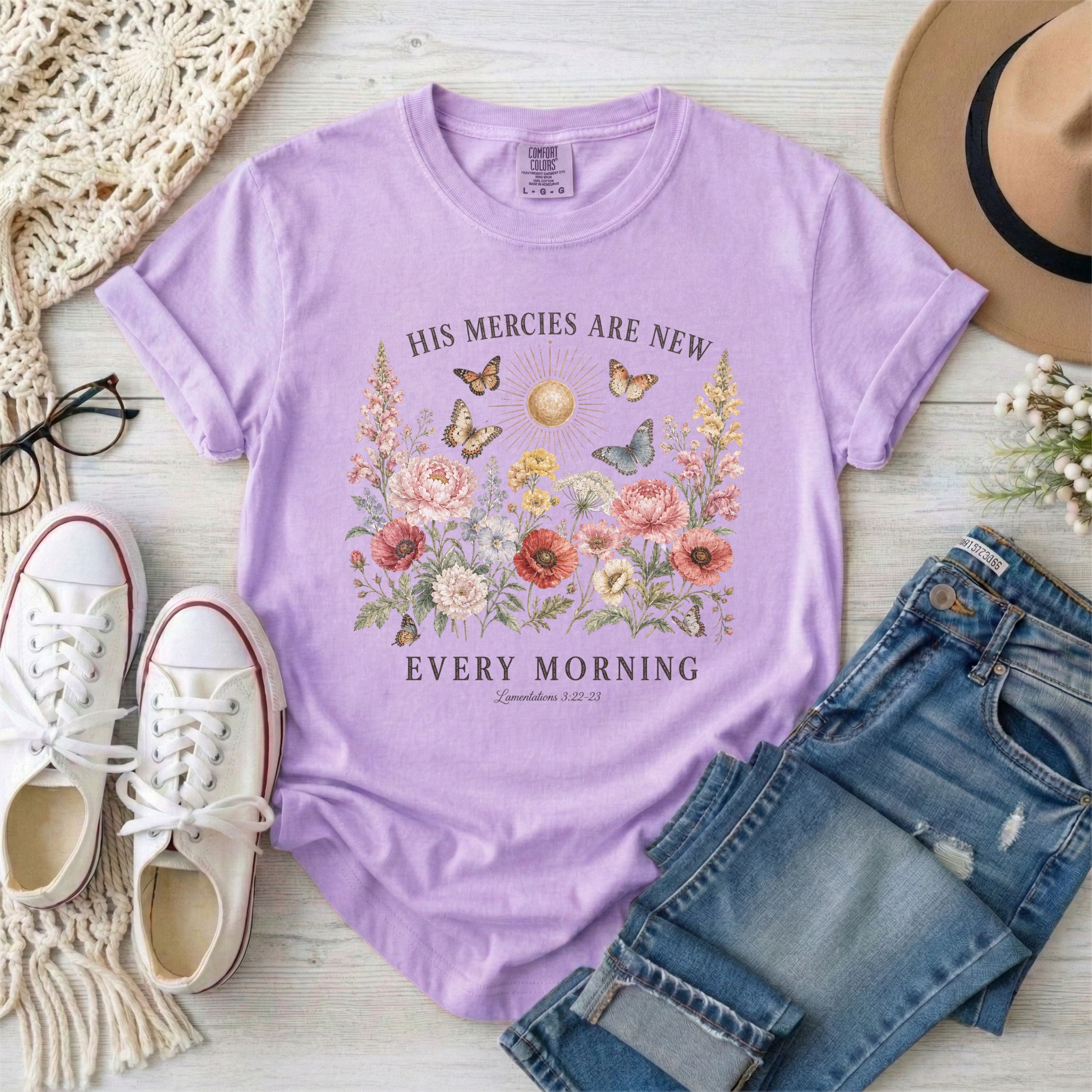 His Mercies Are New Every Morning Floral T-Shirt