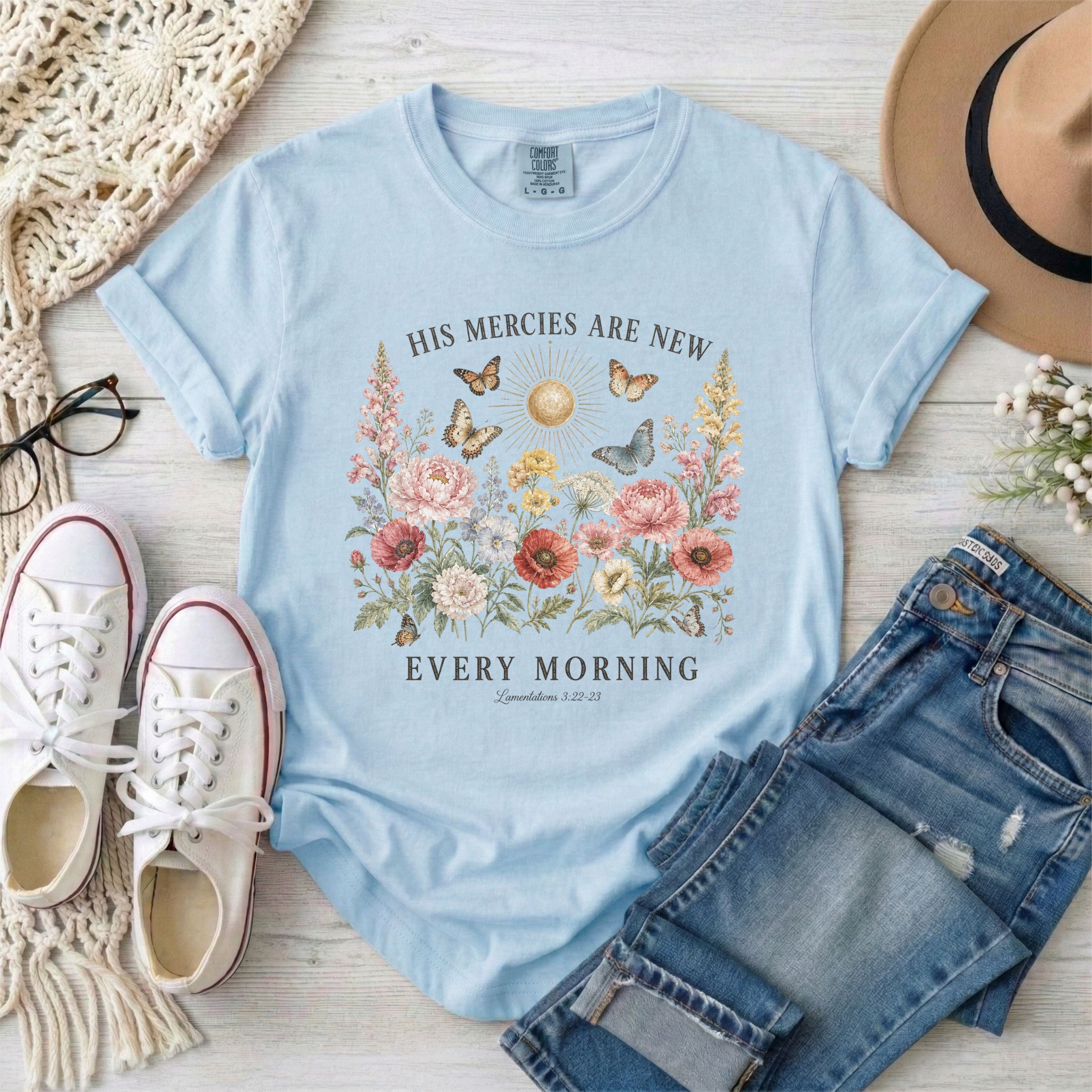 His Mercies Are New Every Morning Floral T-Shirt