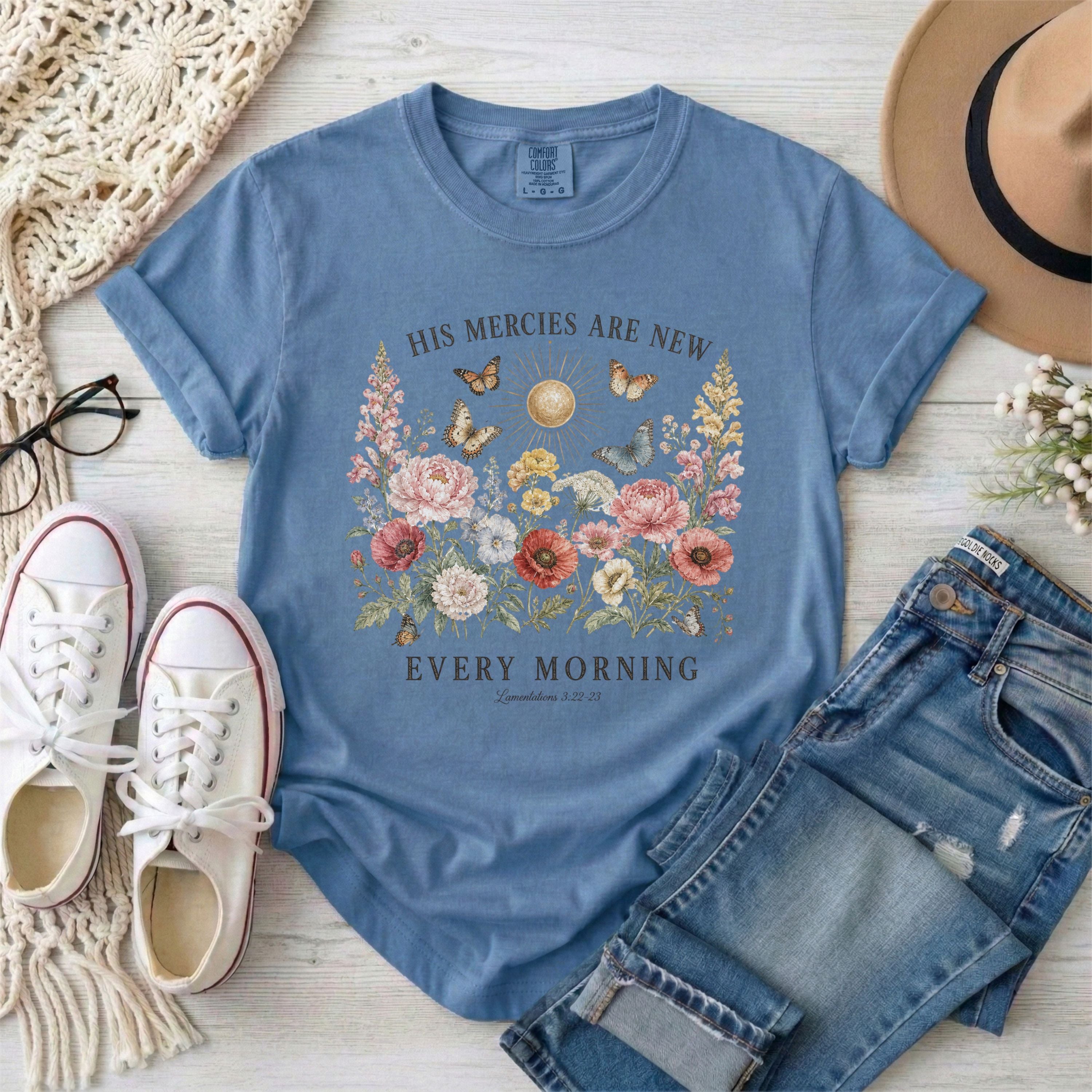 His Mercies Are New Every Morning Floral T-Shirt