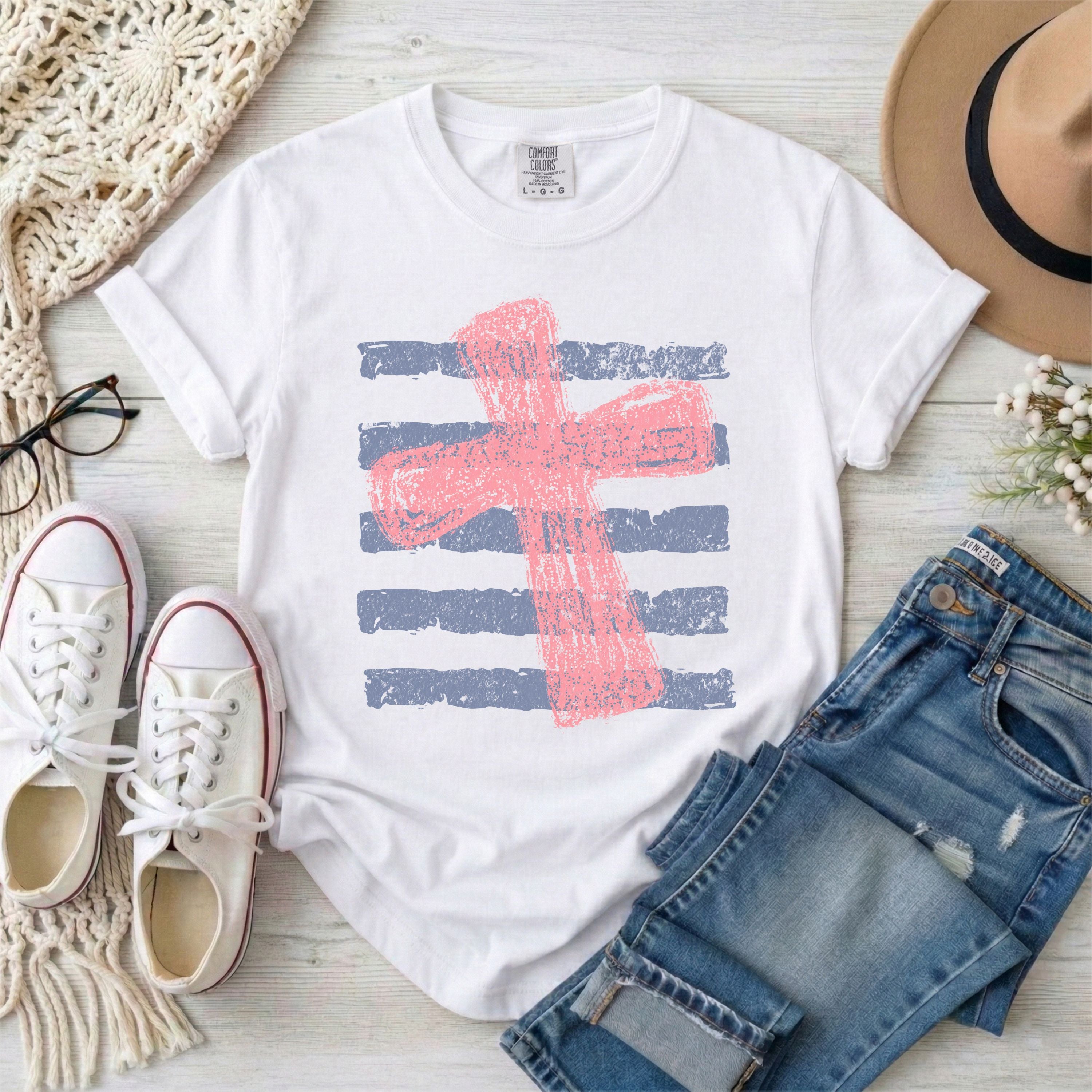 Pink Cross and Stripes T-shirt