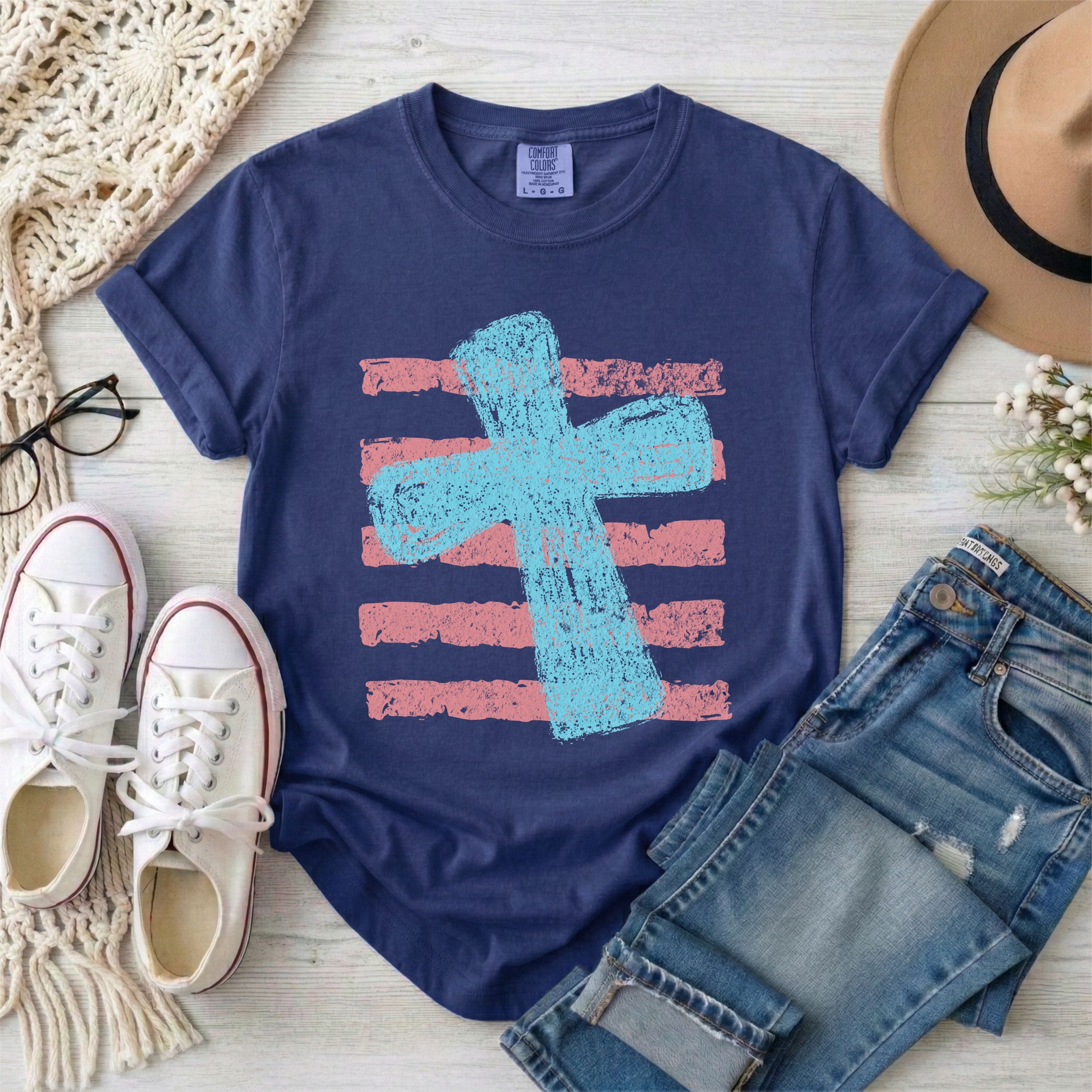 Blue Cross and Stripes T-shirt