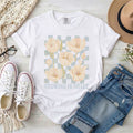 Growing in Grace Floral T-Shirt, Blue Checkerboard Background