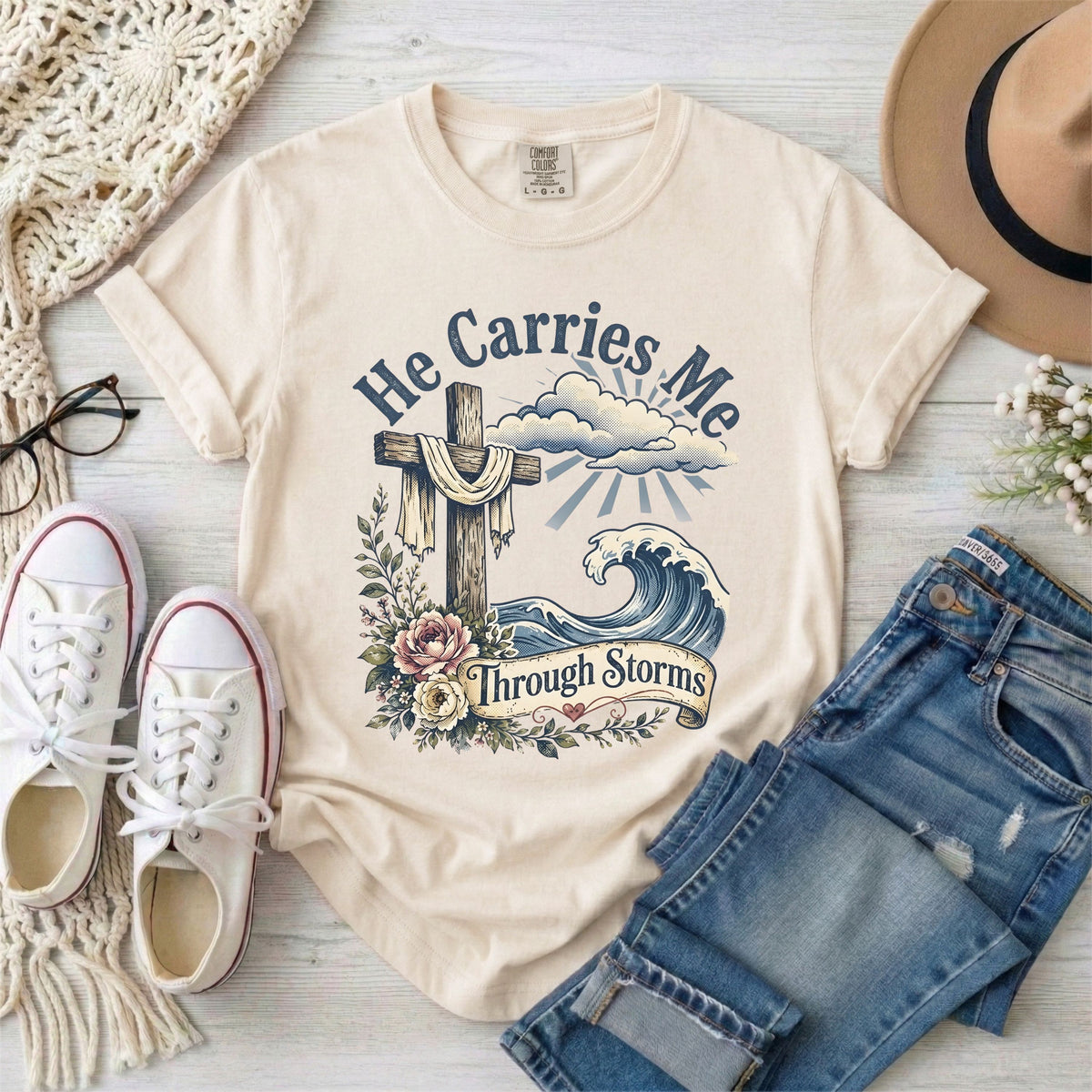 He Carries Me Through Storms T-Shirt