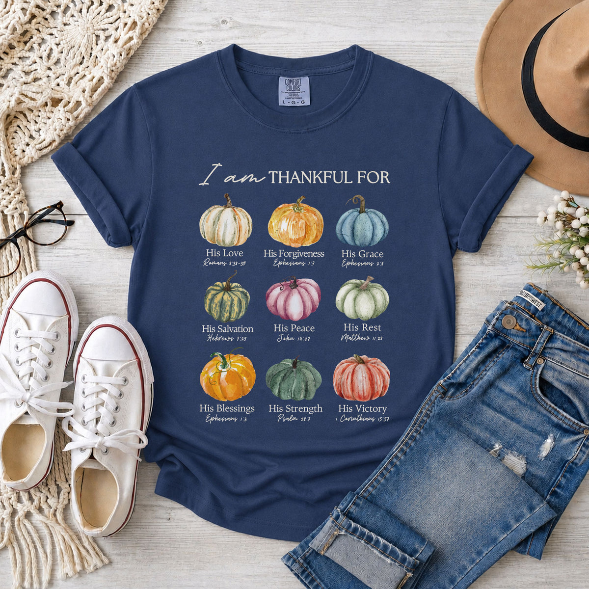 I Am Thankful for Him, Pumpkin Christian T-Shirt