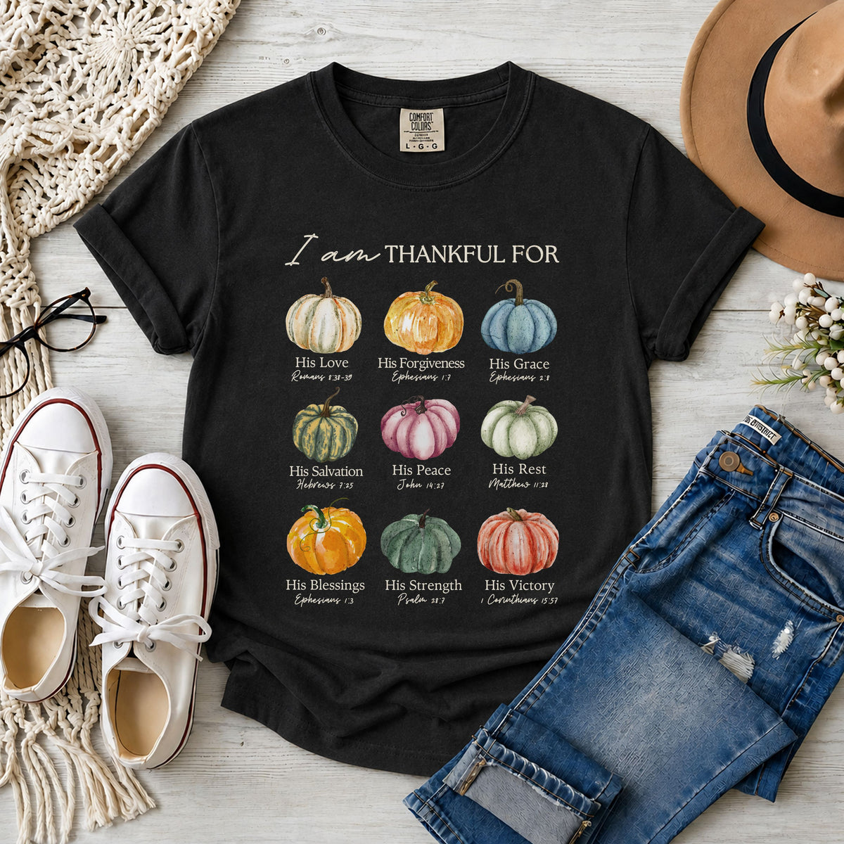 I Am Thankful for Him, Pumpkin Christian T-Shirt