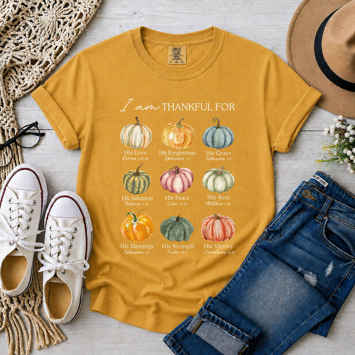 I Am Thankful for Him, Pumpkin Christian T-Shirt