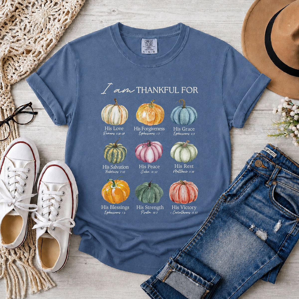 I Am Thankful for Him, Pumpkin Christian T-Shirt