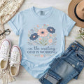 In the Waiting God Is Working Pastel Floral Christian T-Shirt