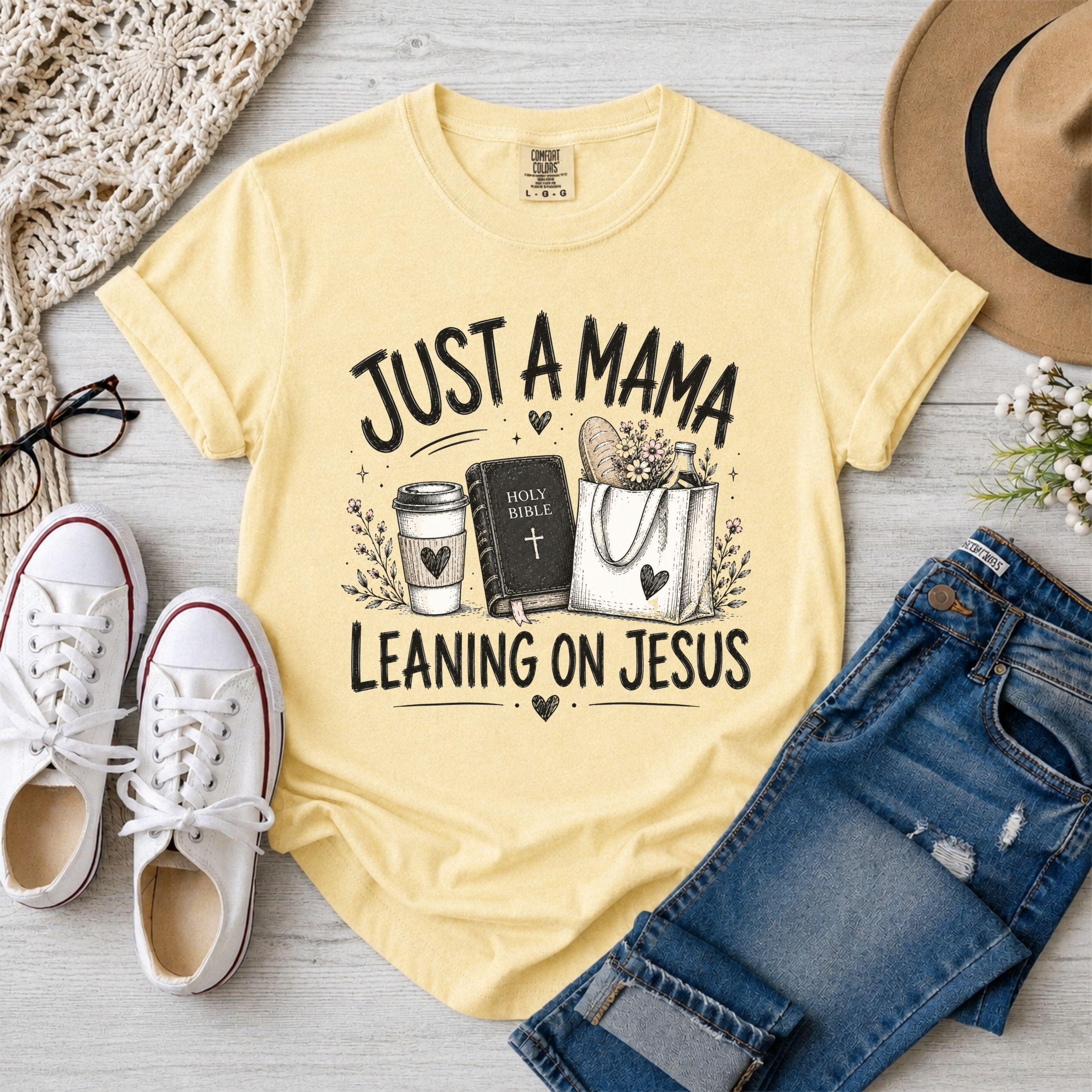 Just a Mama Leaning on Jesus Christian T-Shirt