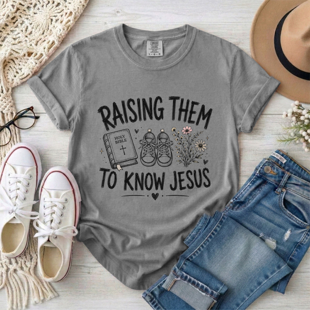 Raising Them to Know Jesus Christian Mom T-Shirt