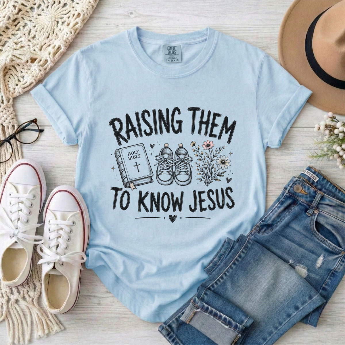 Raising Them to Know Jesus Christian Mom T-Shirt