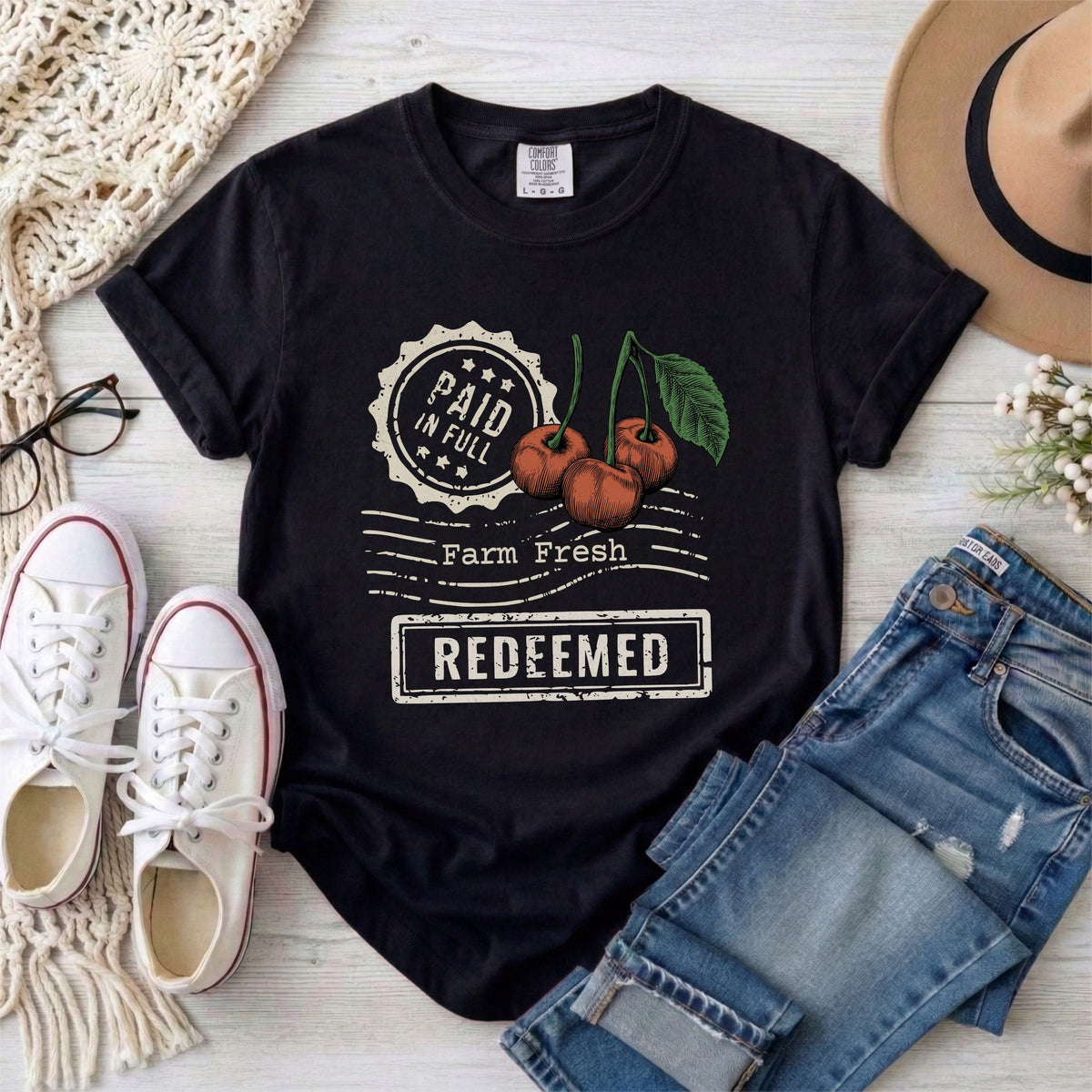 Redeemed Farm Fresh Cherries, Light Print T-Shirt