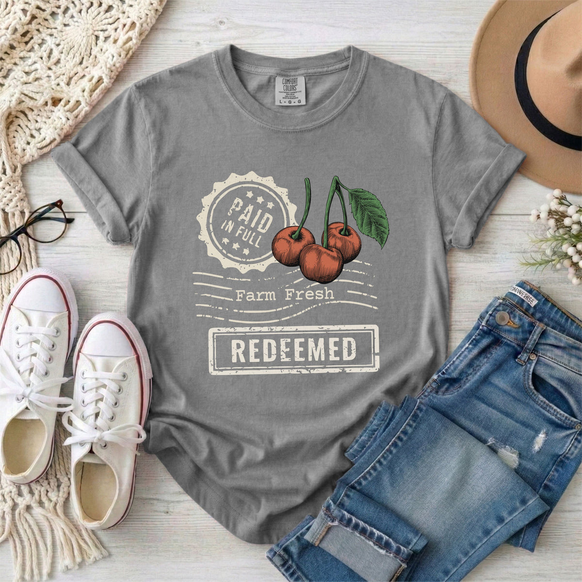 Redeemed Farm Fresh Cherries, Light Print T-Shirt