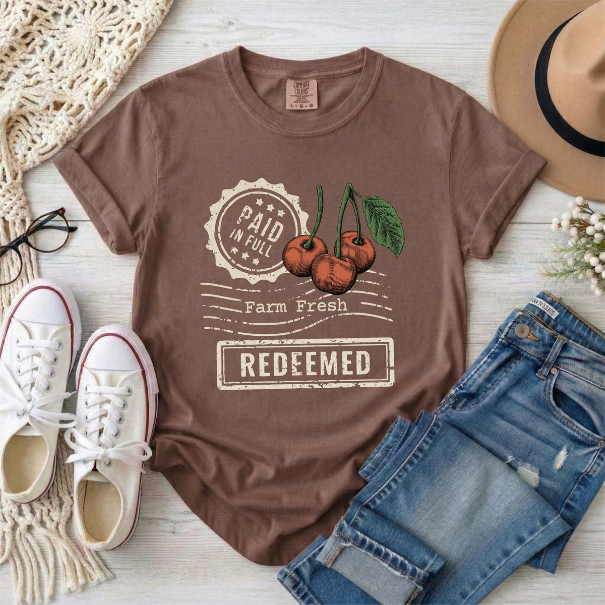 Redeemed Farm Fresh Cherries, Light Print T-Shirt