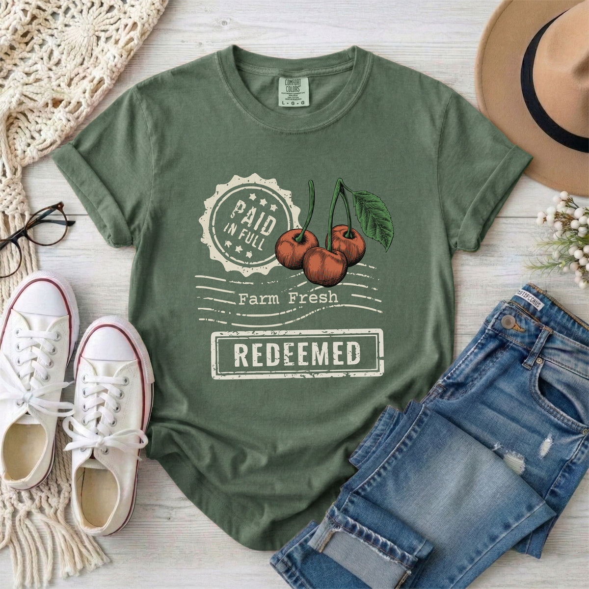 Redeemed Farm Fresh Cherries, Light Print T-Shirt