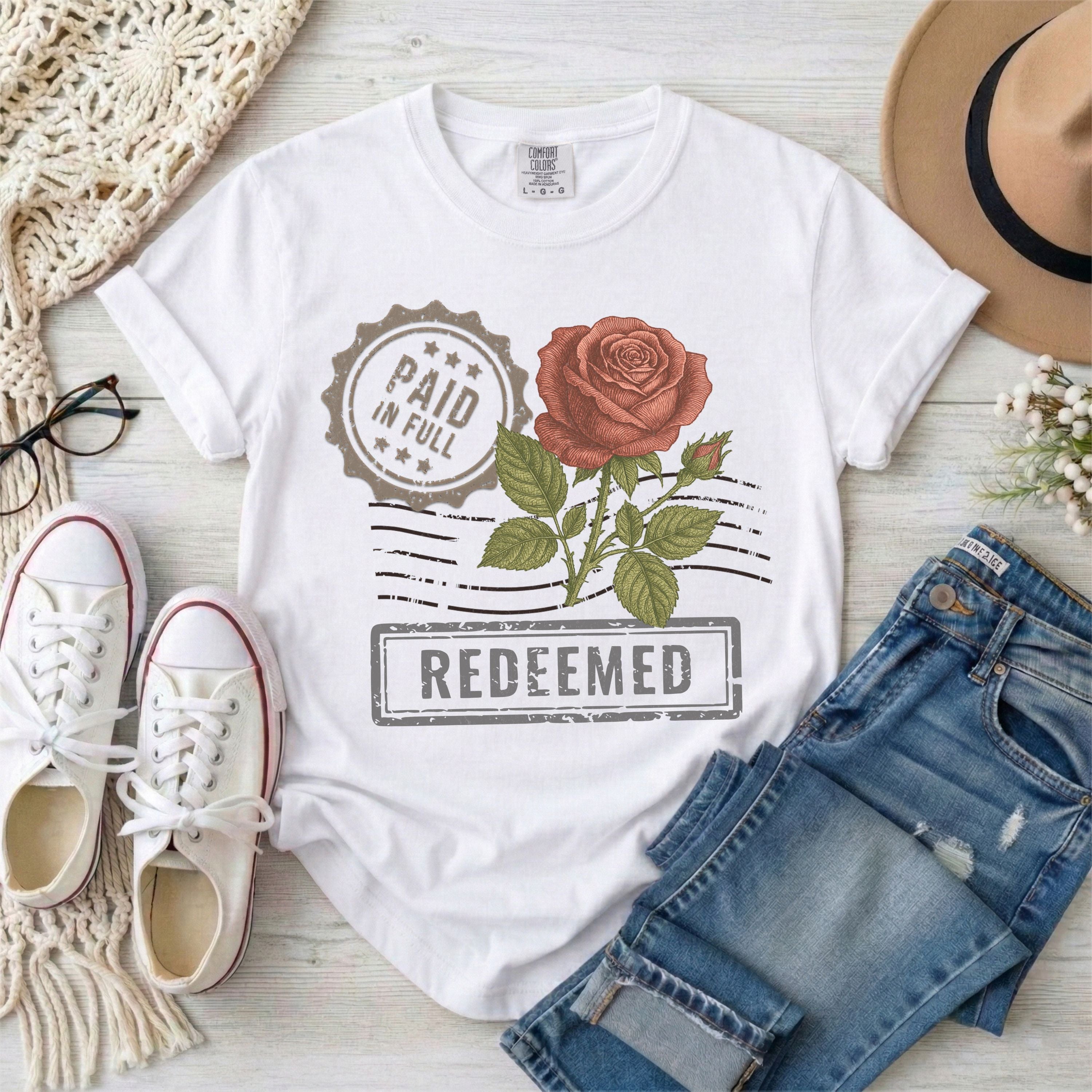 Redeemed, Paid in Full, Vintage Rose T-Shirt