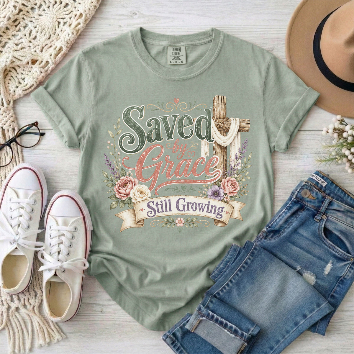 Saved by Grace, Still Growing T-Shirt