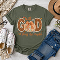 With God All Things Are Possible, Faux Patchwork & Lace Fall Pumpkin, T-Shirt