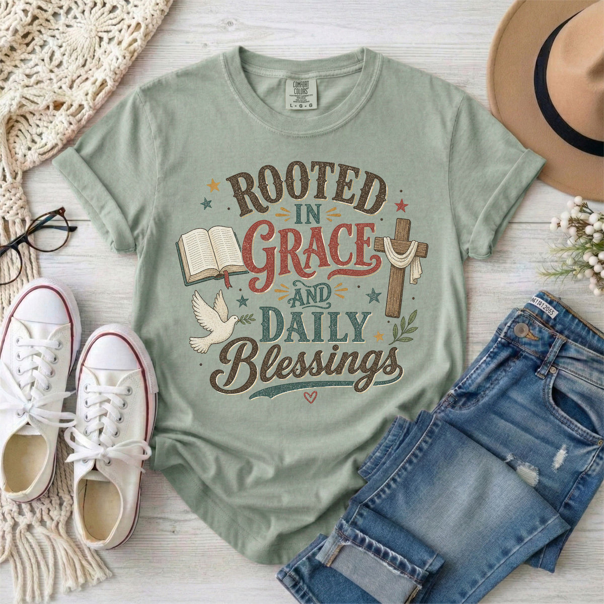 Rooted in Grace and Daily Blessings T-Shirt