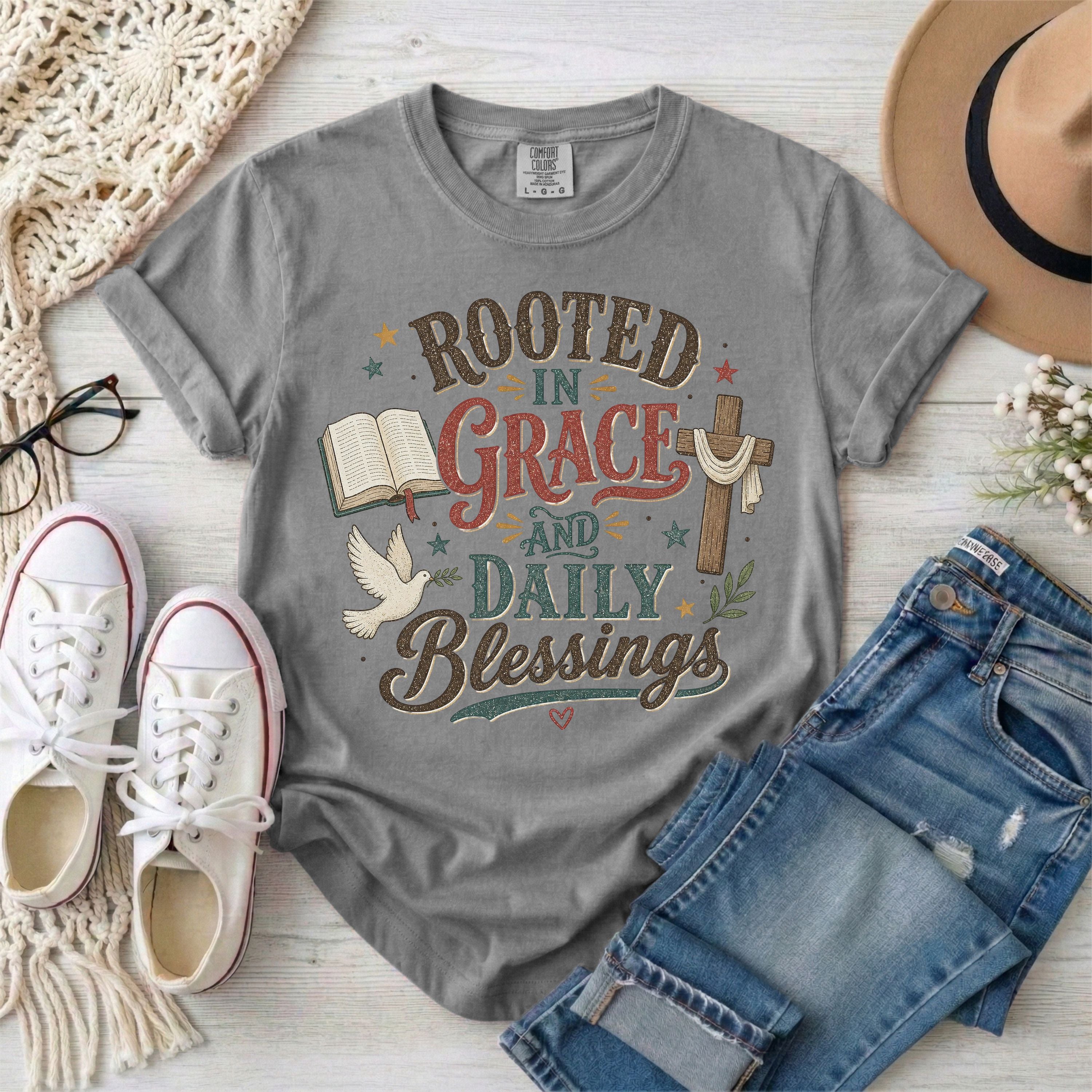 Rooted in Grace and Daily Blessings T-Shirt