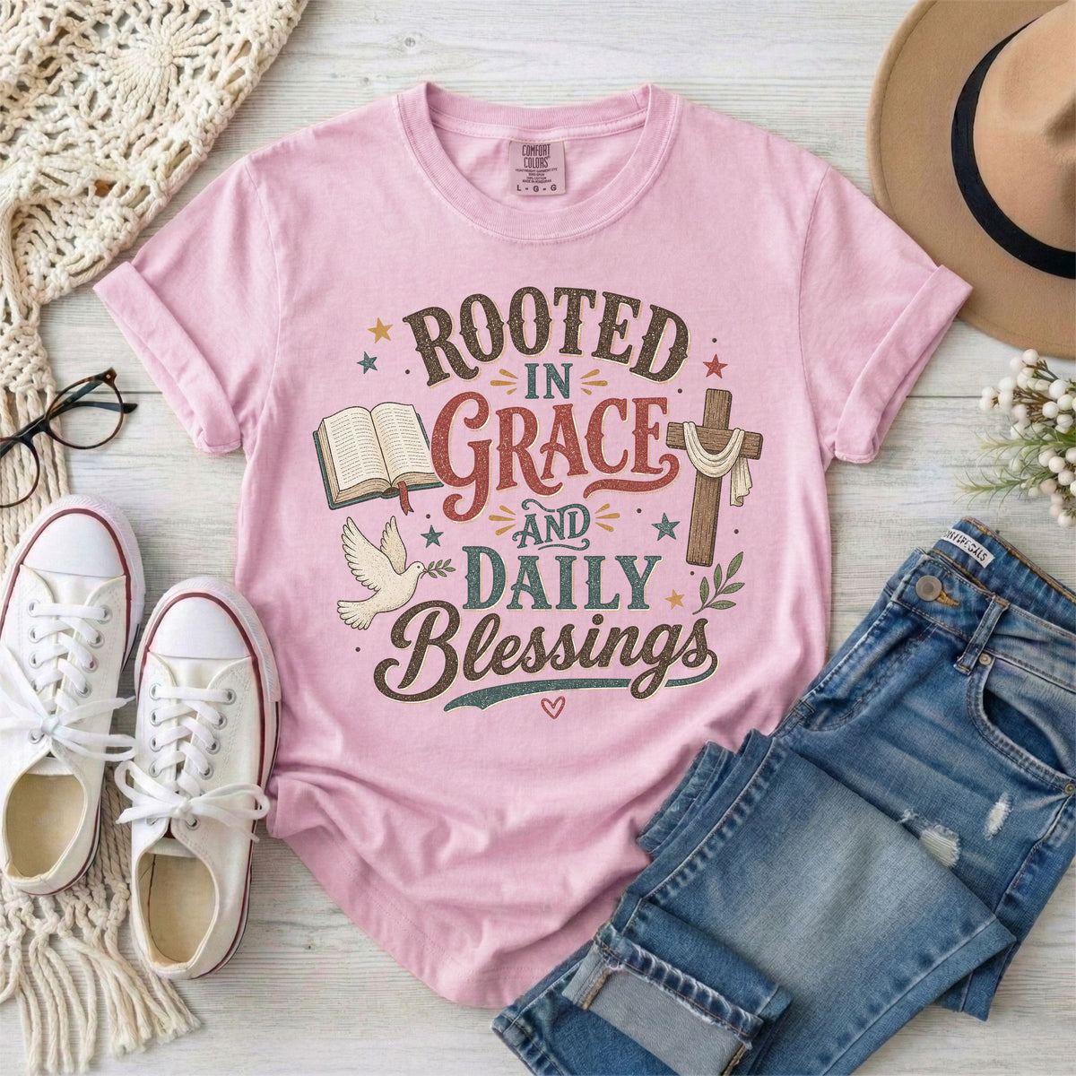 Rooted in Grace and Daily Blessings T-Shirt