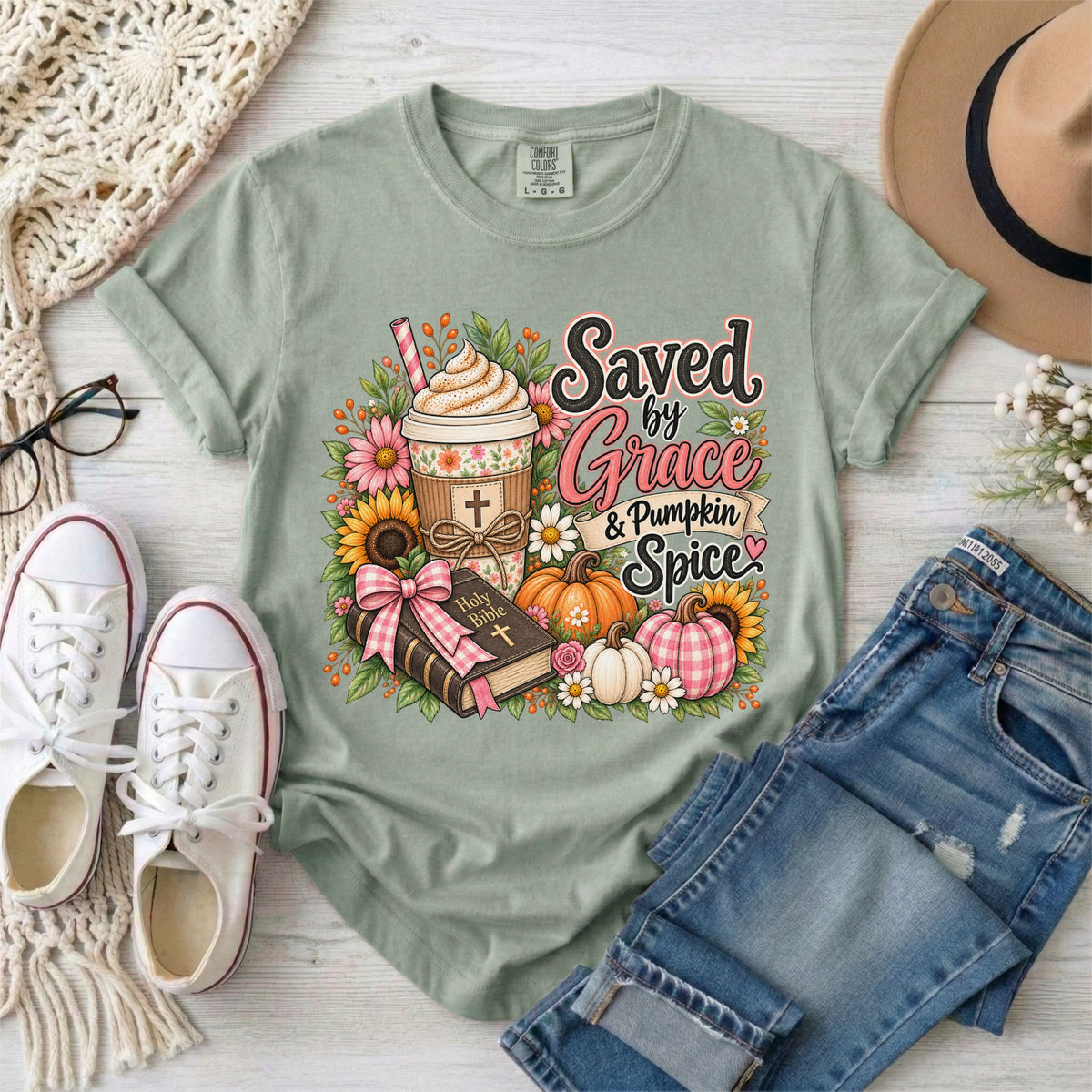 Saved by Grace & Pumpkin Spice T-Shirt