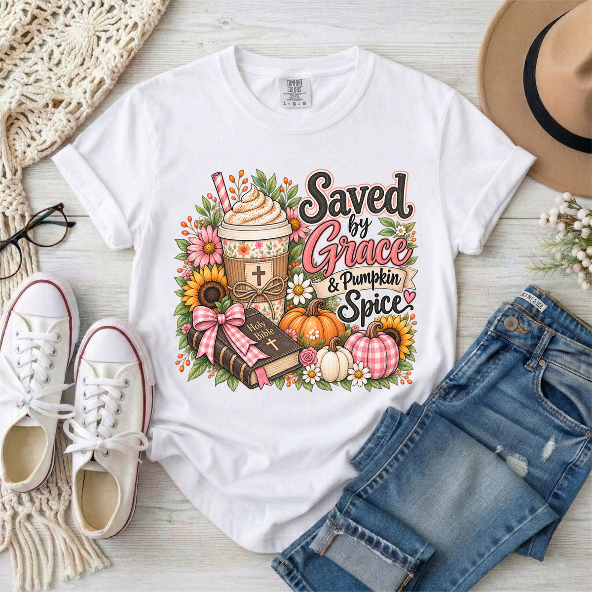 Saved by Grace & Pumpkin Spice T-Shirt