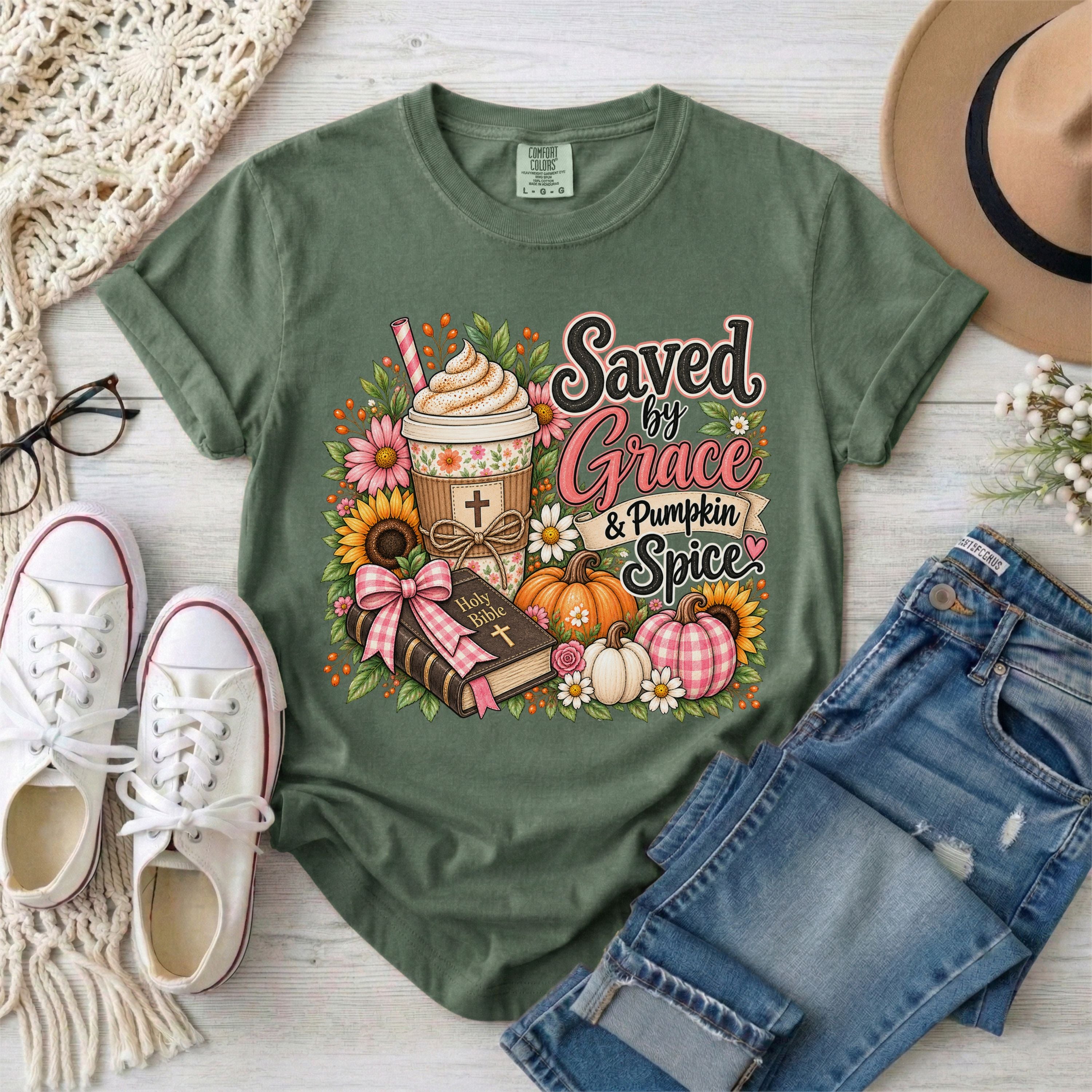 Saved by Grace & Pumpkin Spice T-Shirt