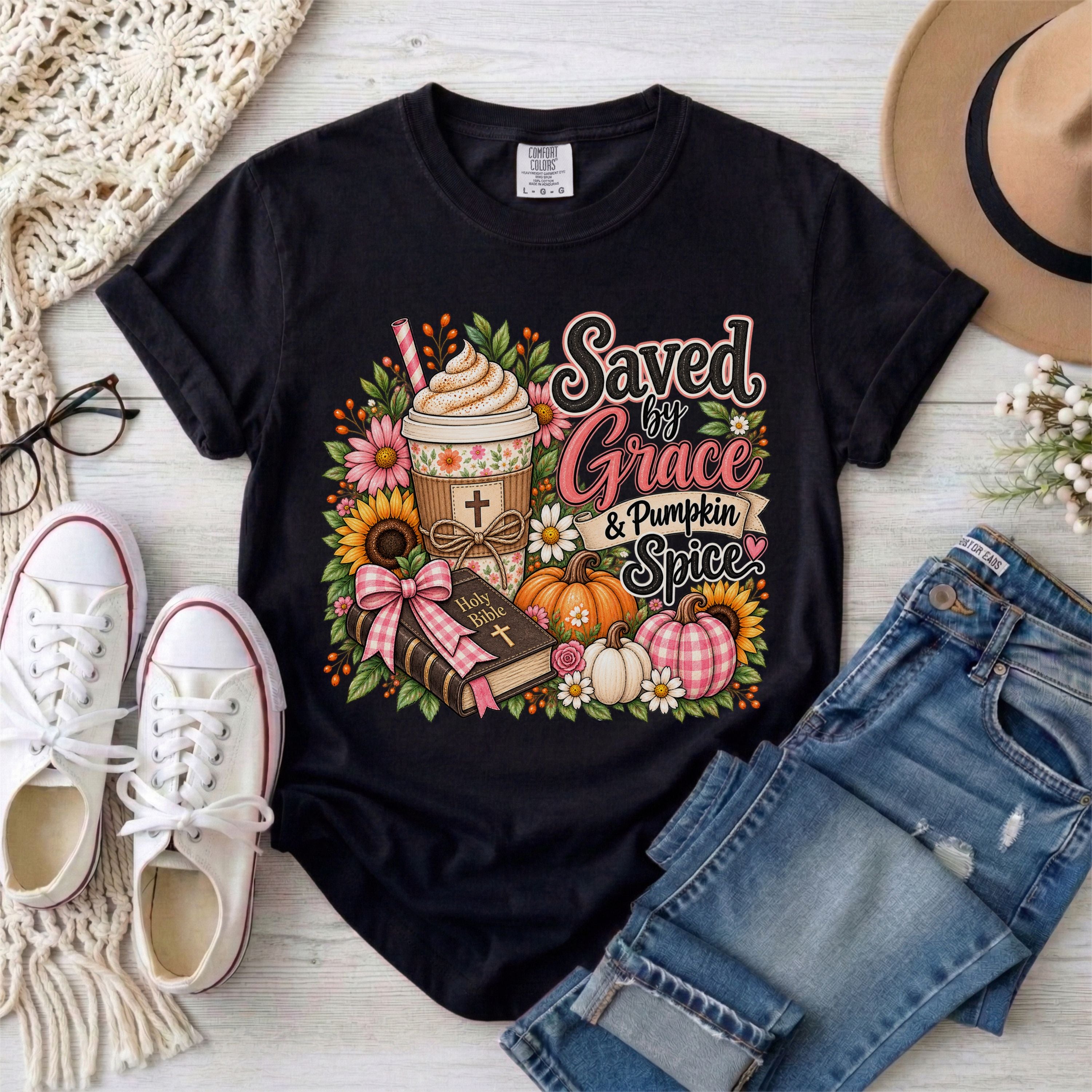 Saved by Grace & Pumpkin Spice T-Shirt