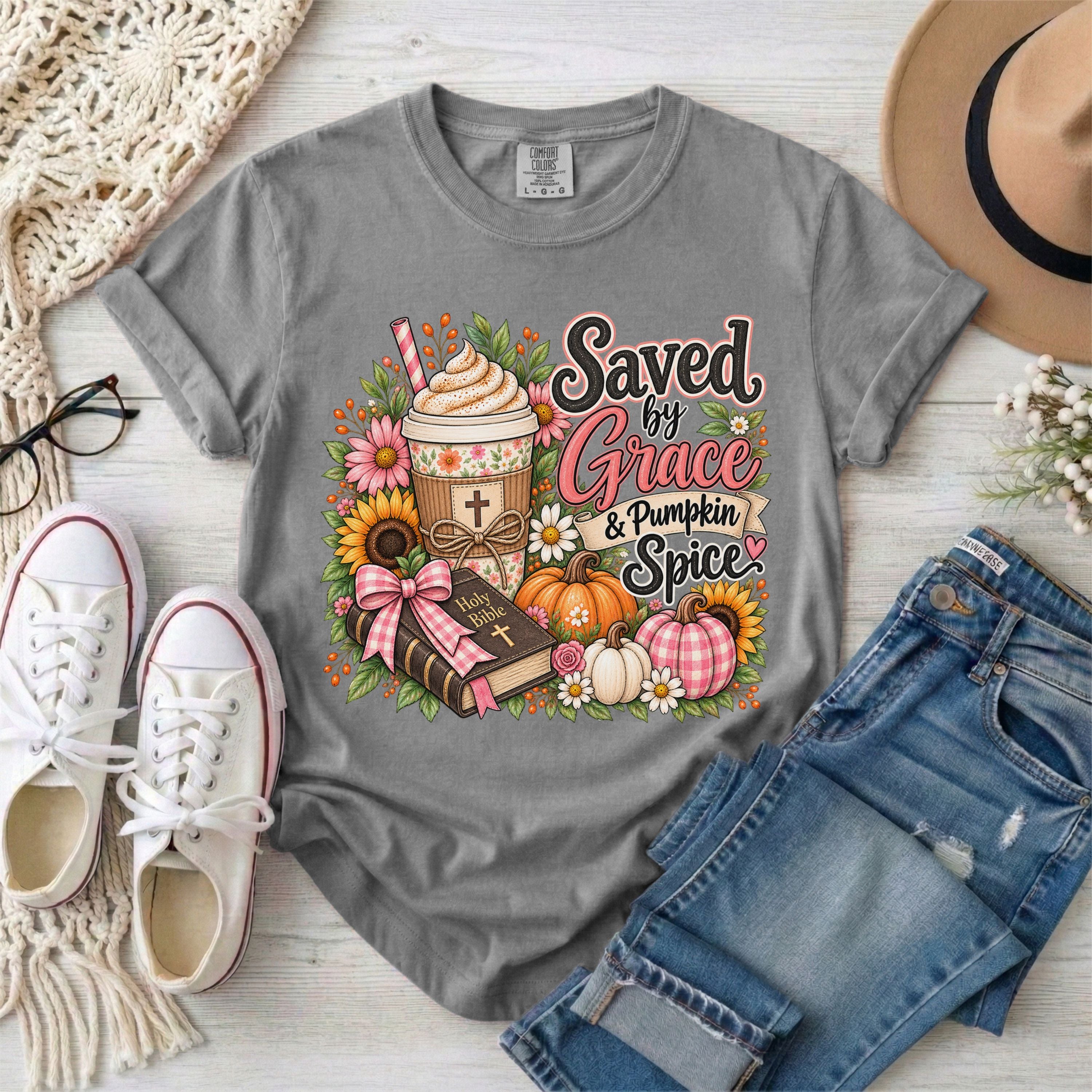 Saved by Grace & Pumpkin Spice T-Shirt