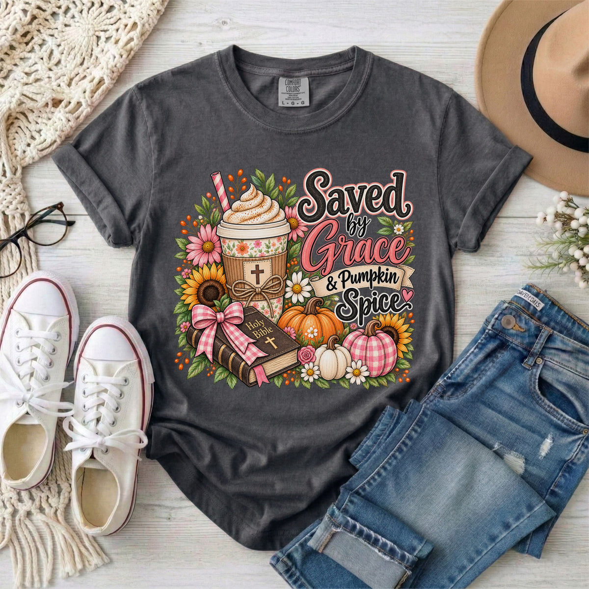 Saved by Grace & Pumpkin Spice T-Shirt