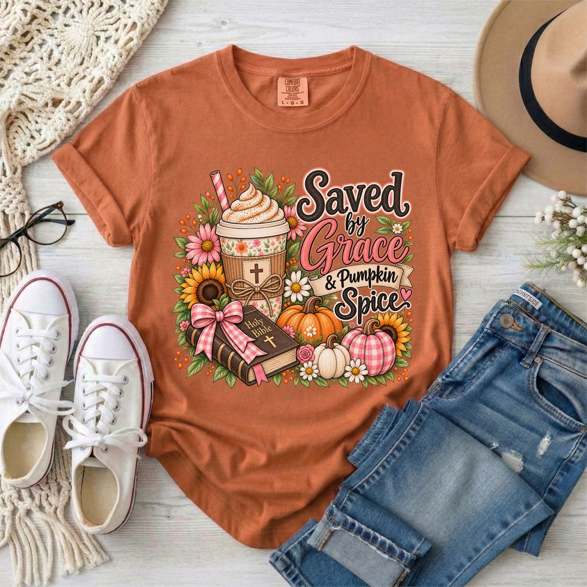 Saved by Grace & Pumpkin Spice T-Shirt