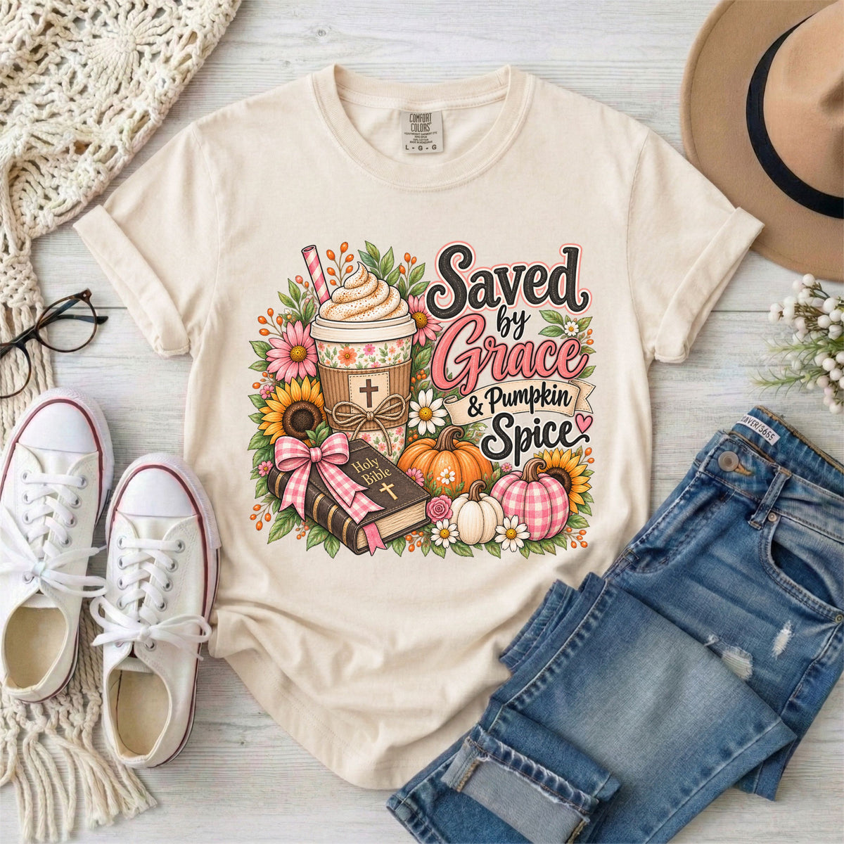 Saved by Grace & Pumpkin Spice T-Shirt