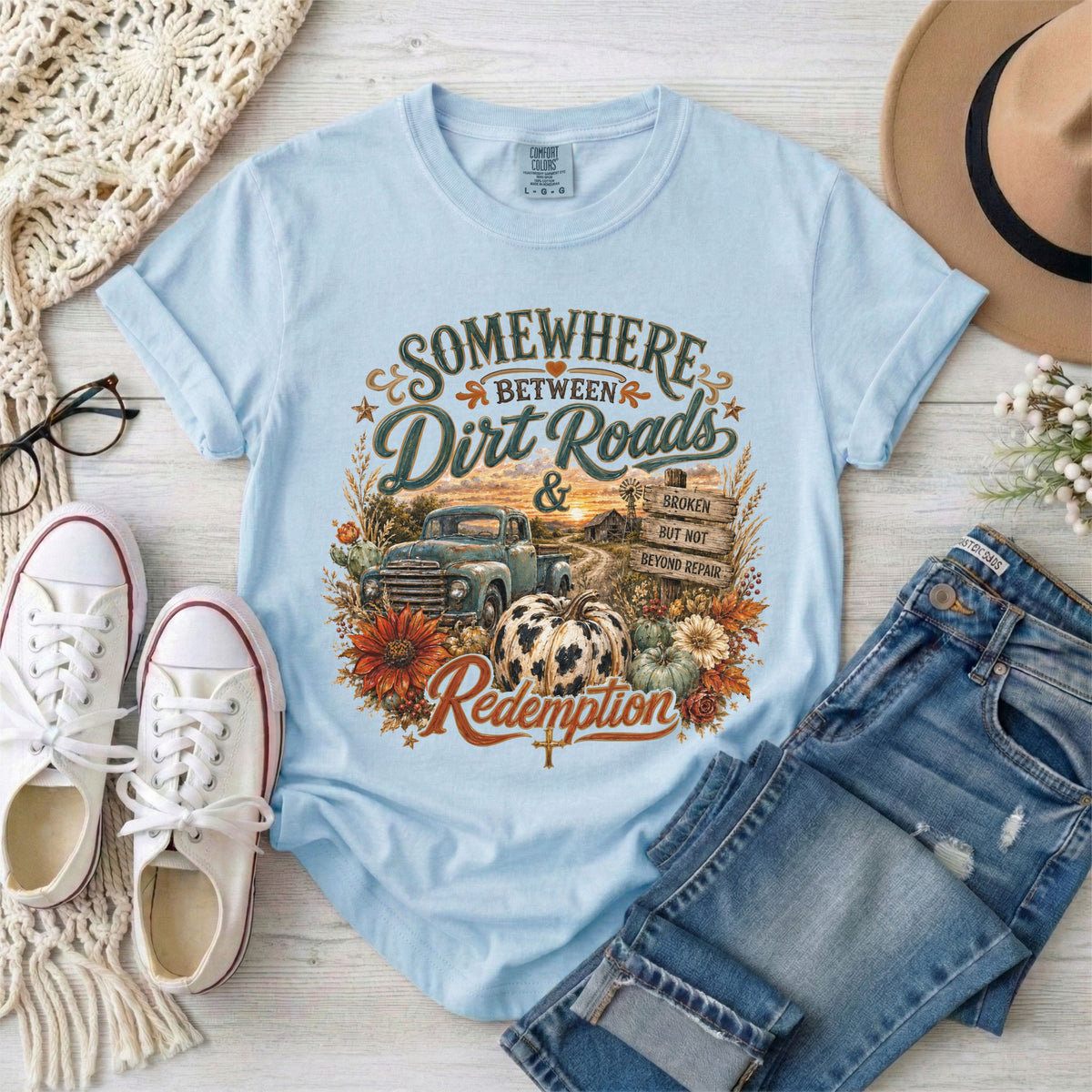 Dirt Roads & Redemption Fall Christian T-Shirt