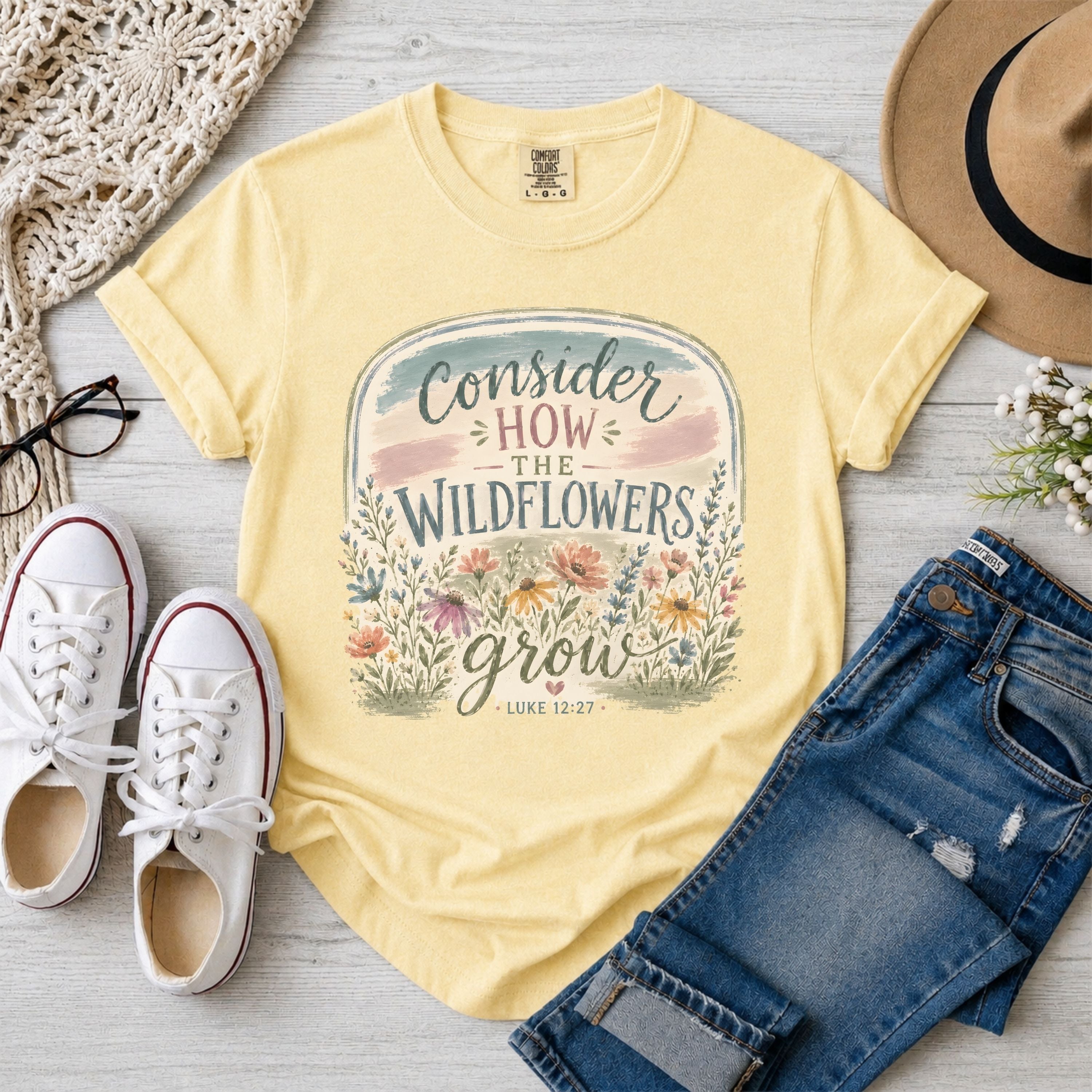 Consider How the Wildflowers Grow Christian T-Shirt