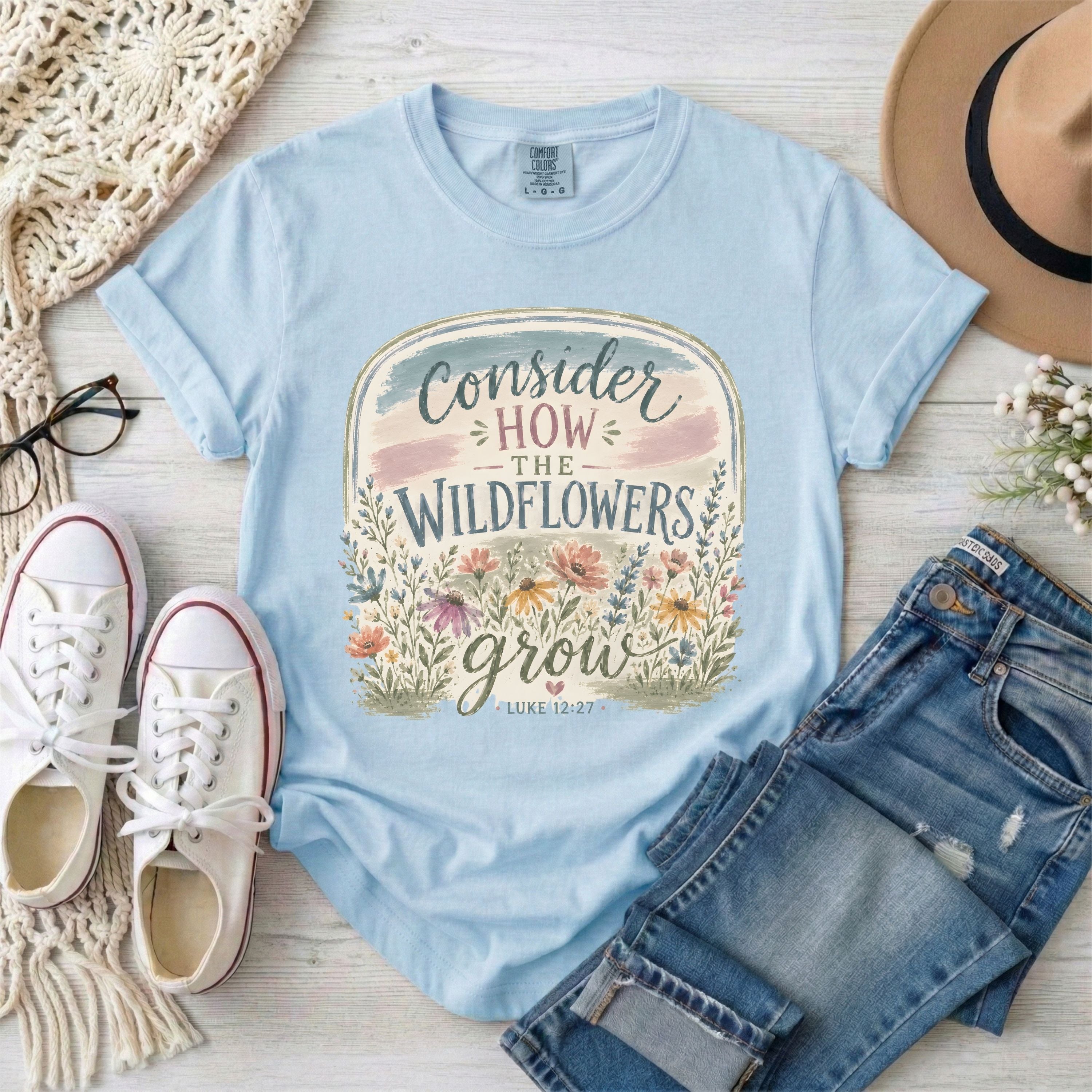 Consider How the Wildflowers Grow Christian T-Shirt