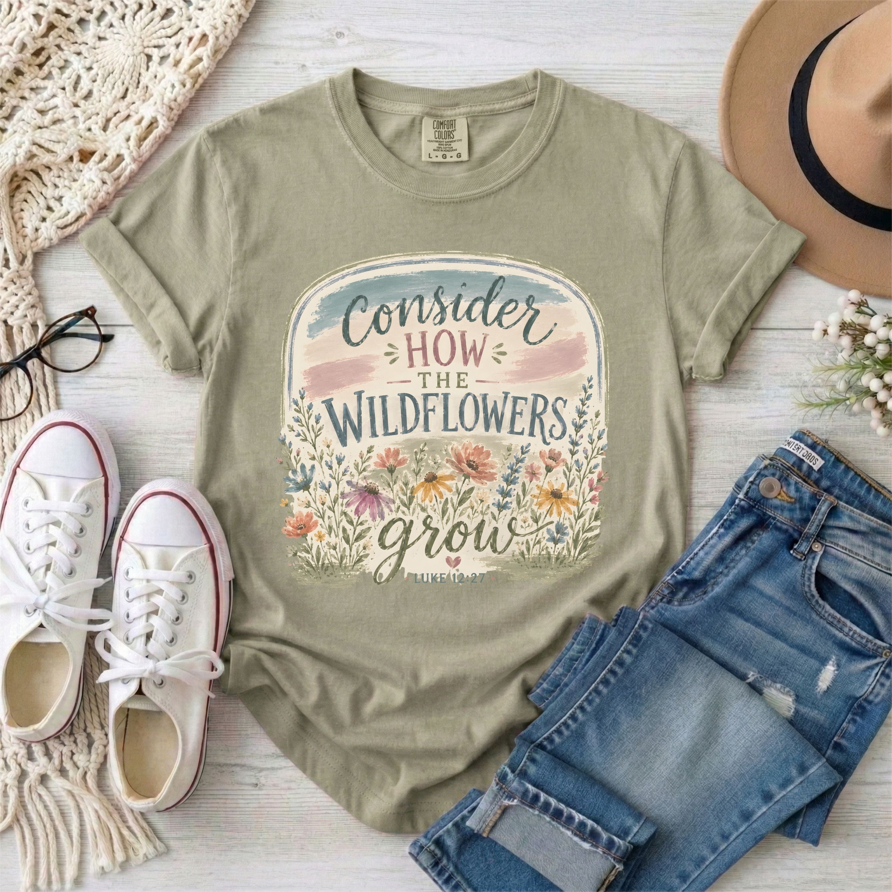 Consider How the Wildflowers Grow Christian T-Shirt