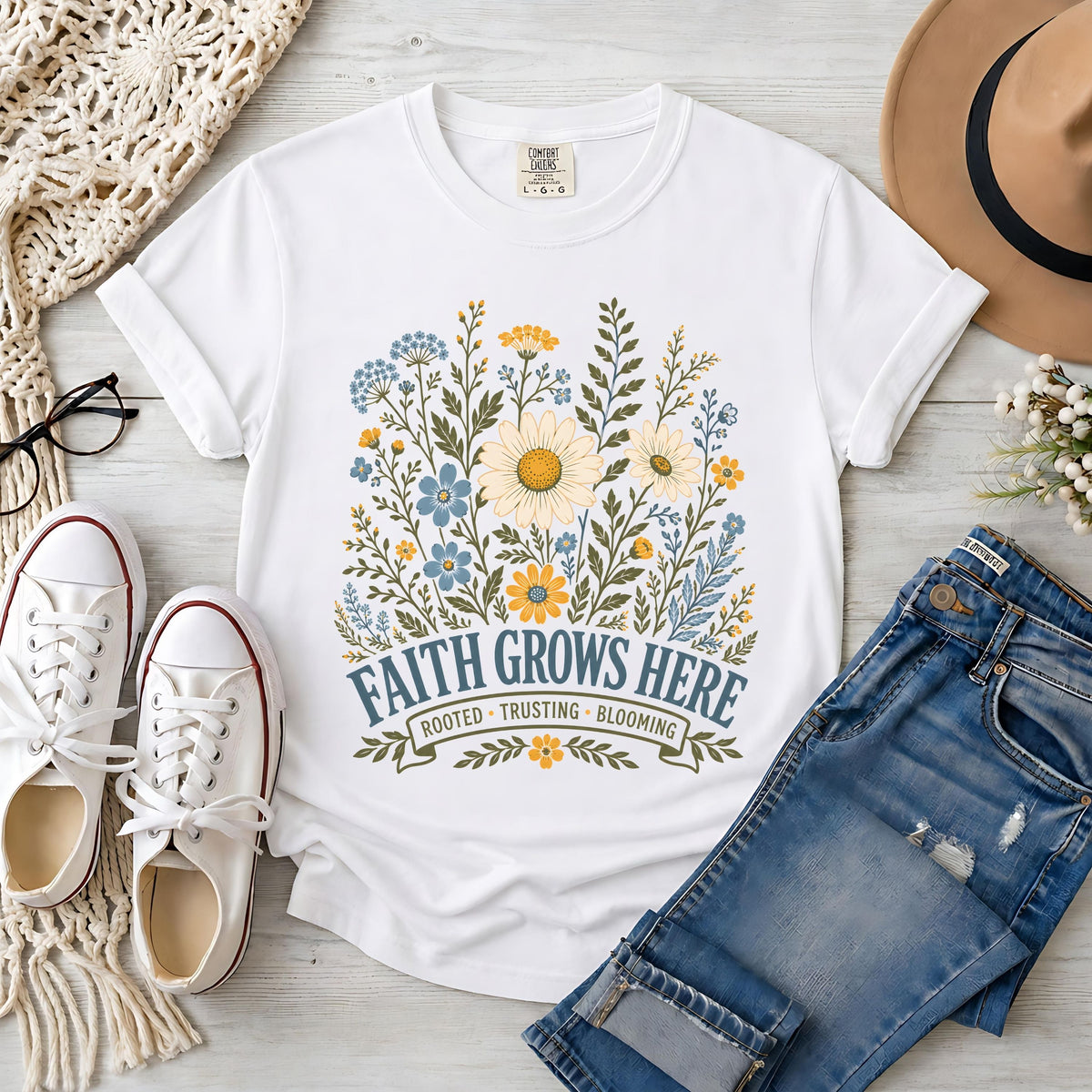 Faith Grows Here Christian T-Shirt