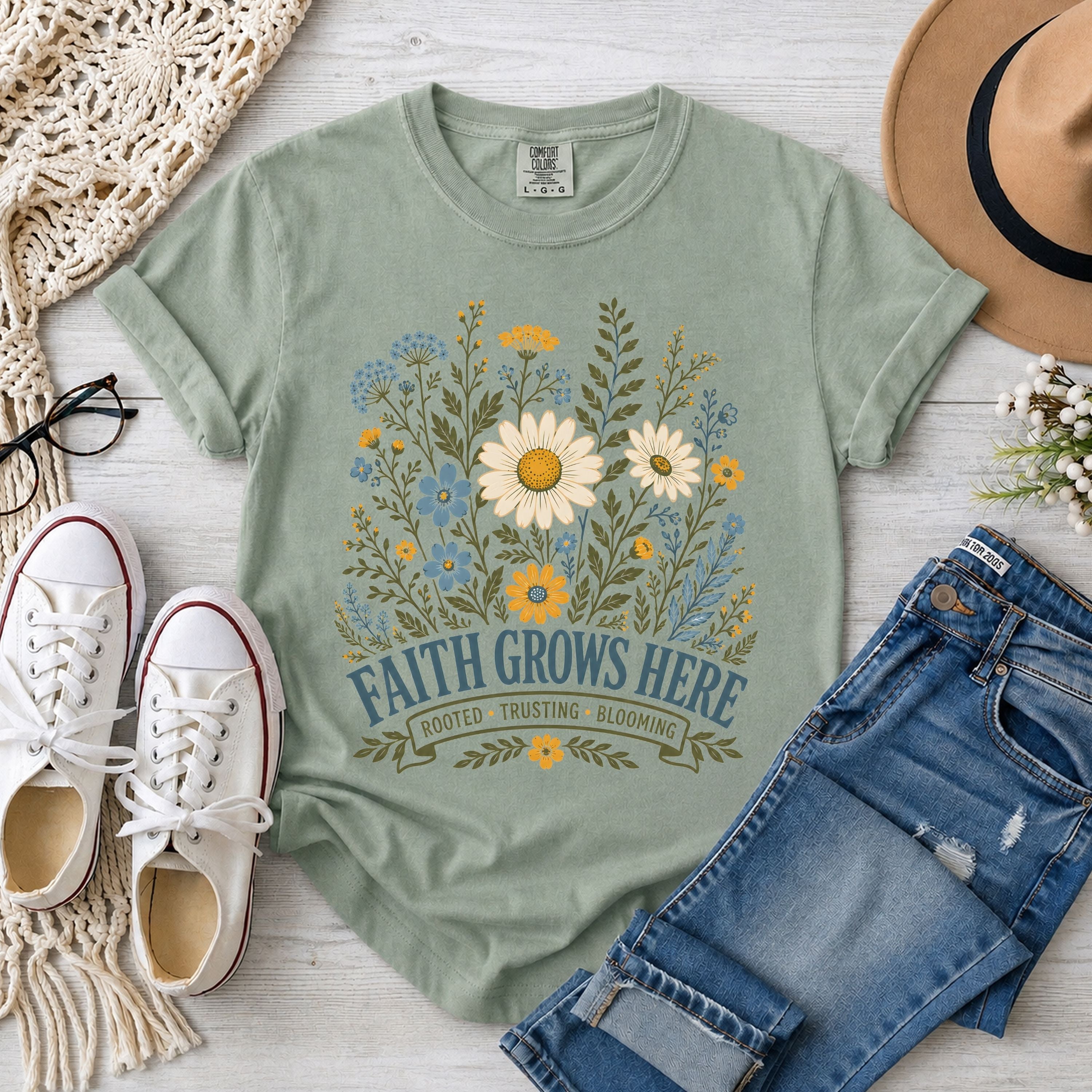 Faith Grows Here Christian T-Shirt
