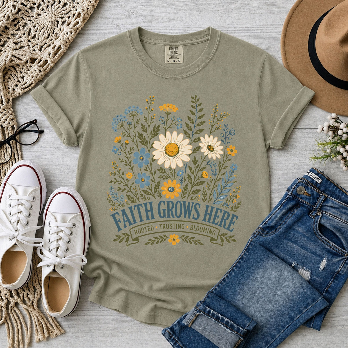 Faith Grows Here Christian T-Shirt