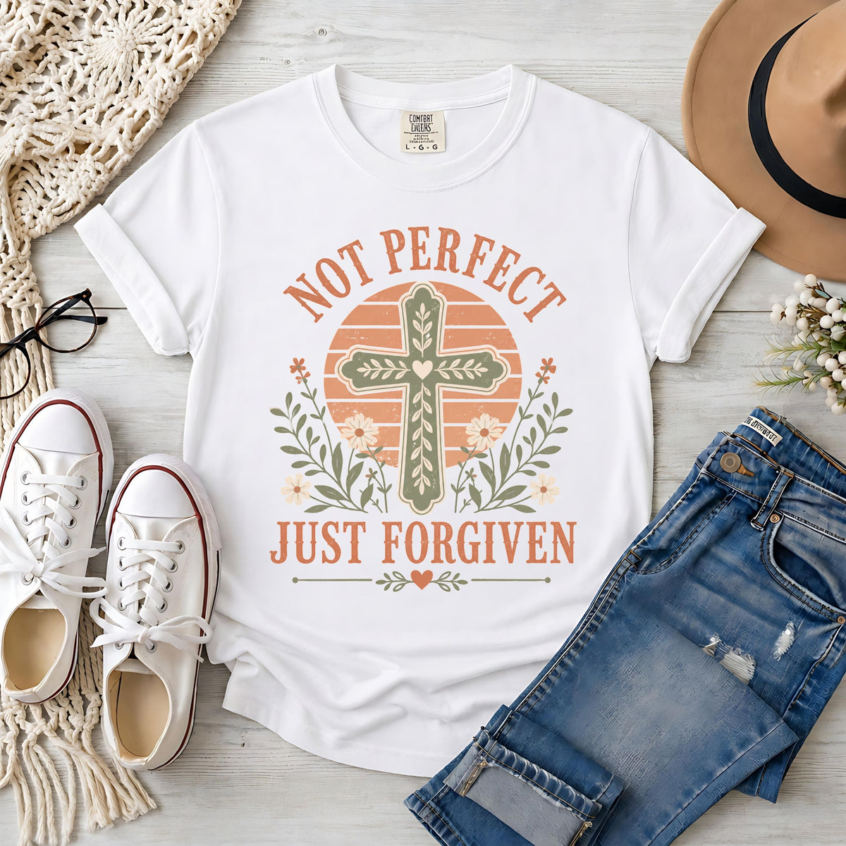 Not Perfect Just Forgiven Christian T-Shirt