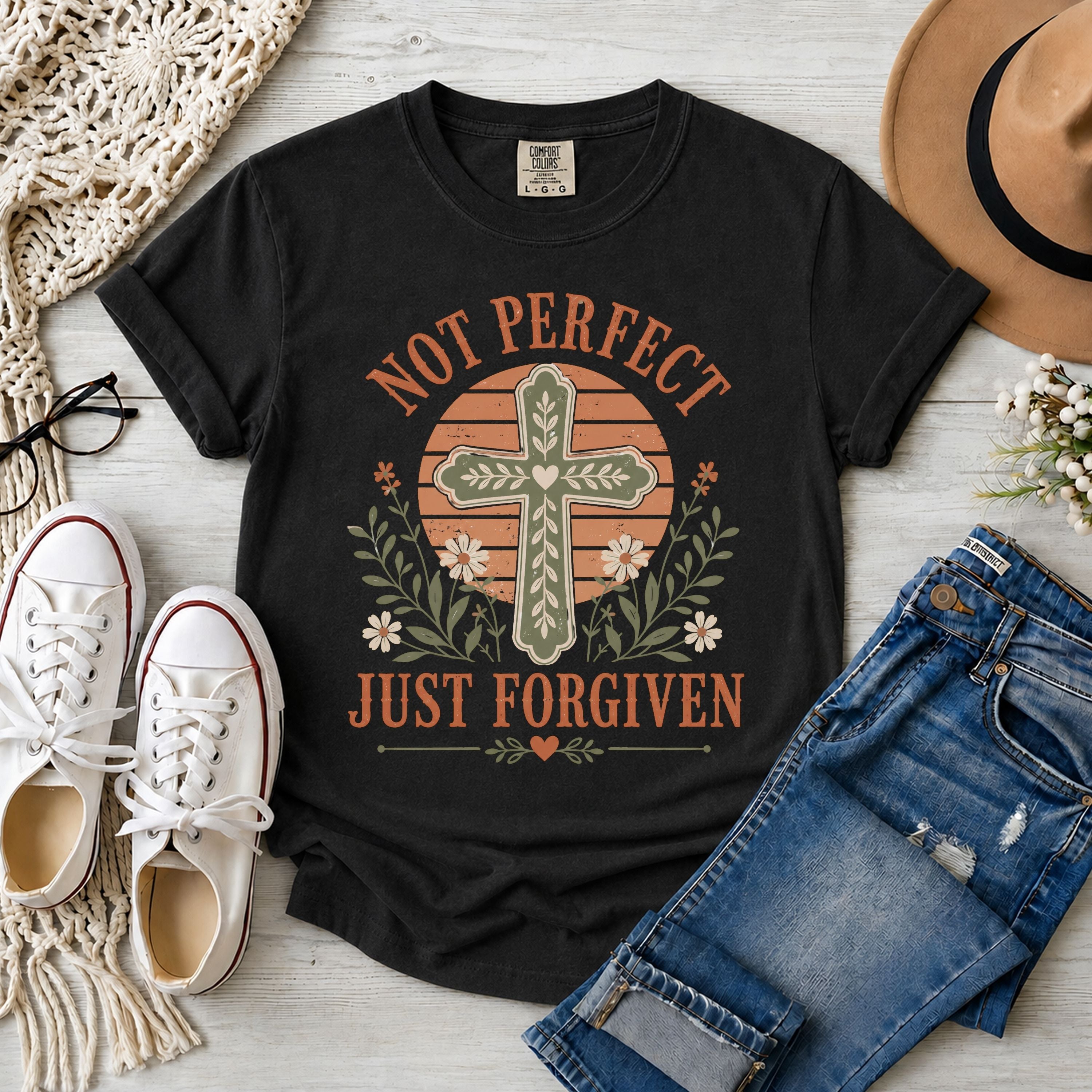 Not Perfect Just Forgiven Christian T-Shirt