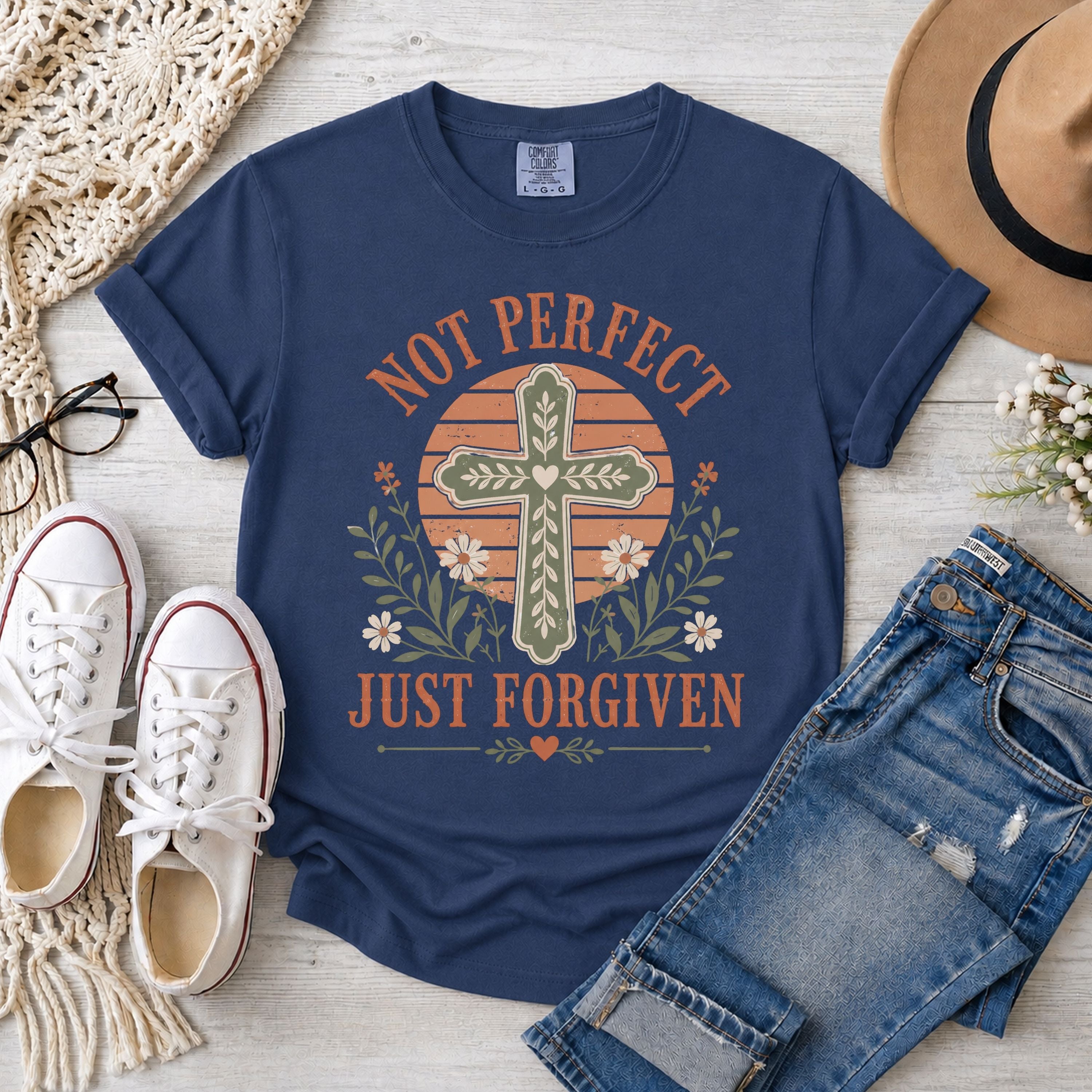 Not Perfect Just Forgiven Christian T-Shirt
