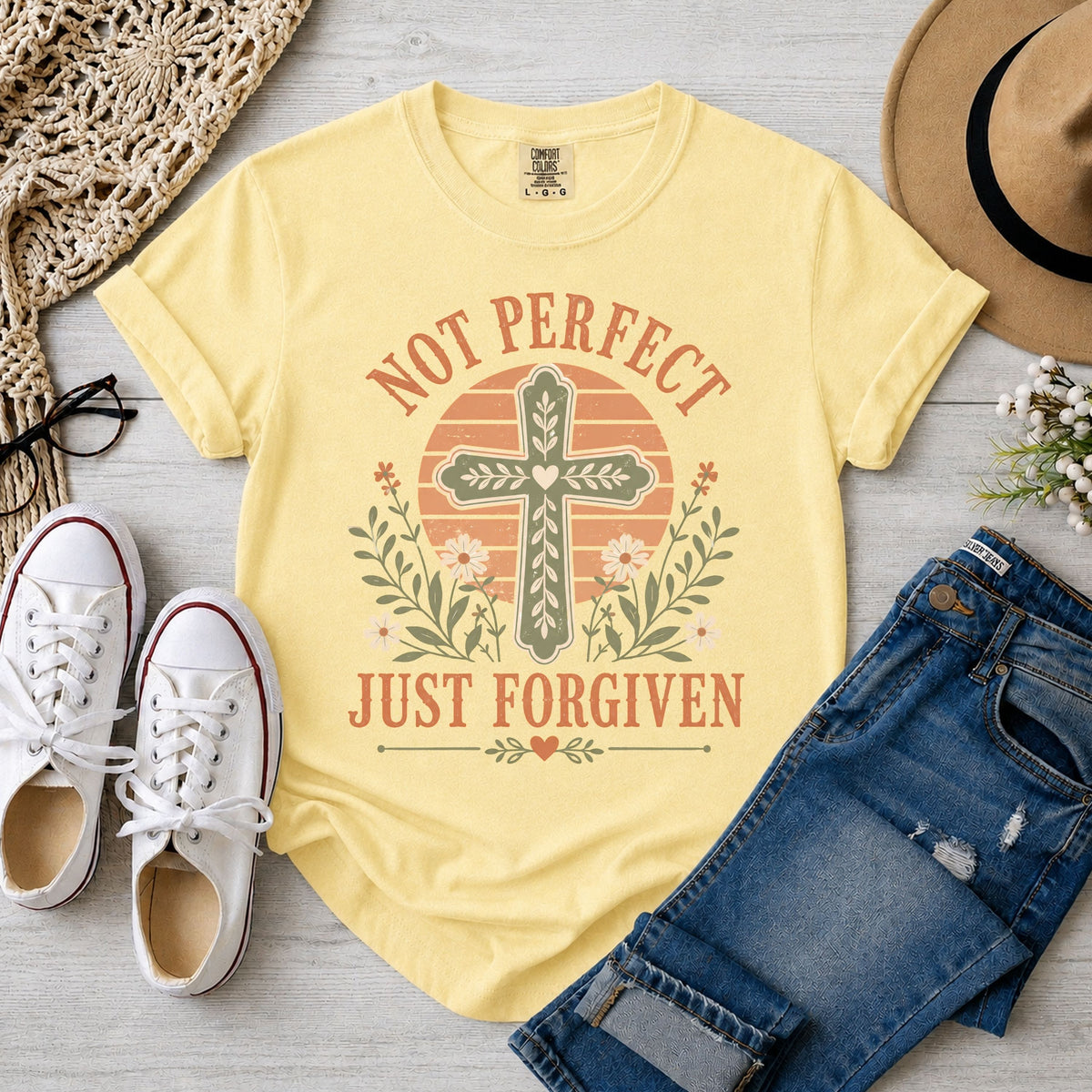 Not Perfect Just Forgiven Christian T-Shirt