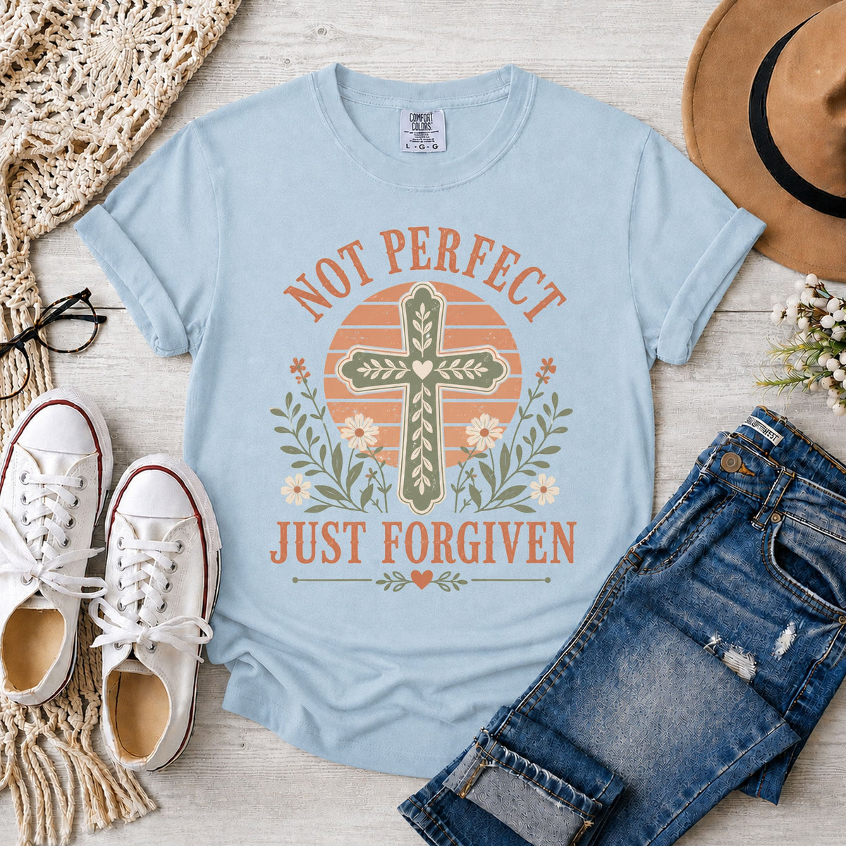 Not Perfect Just Forgiven Christian T-Shirt