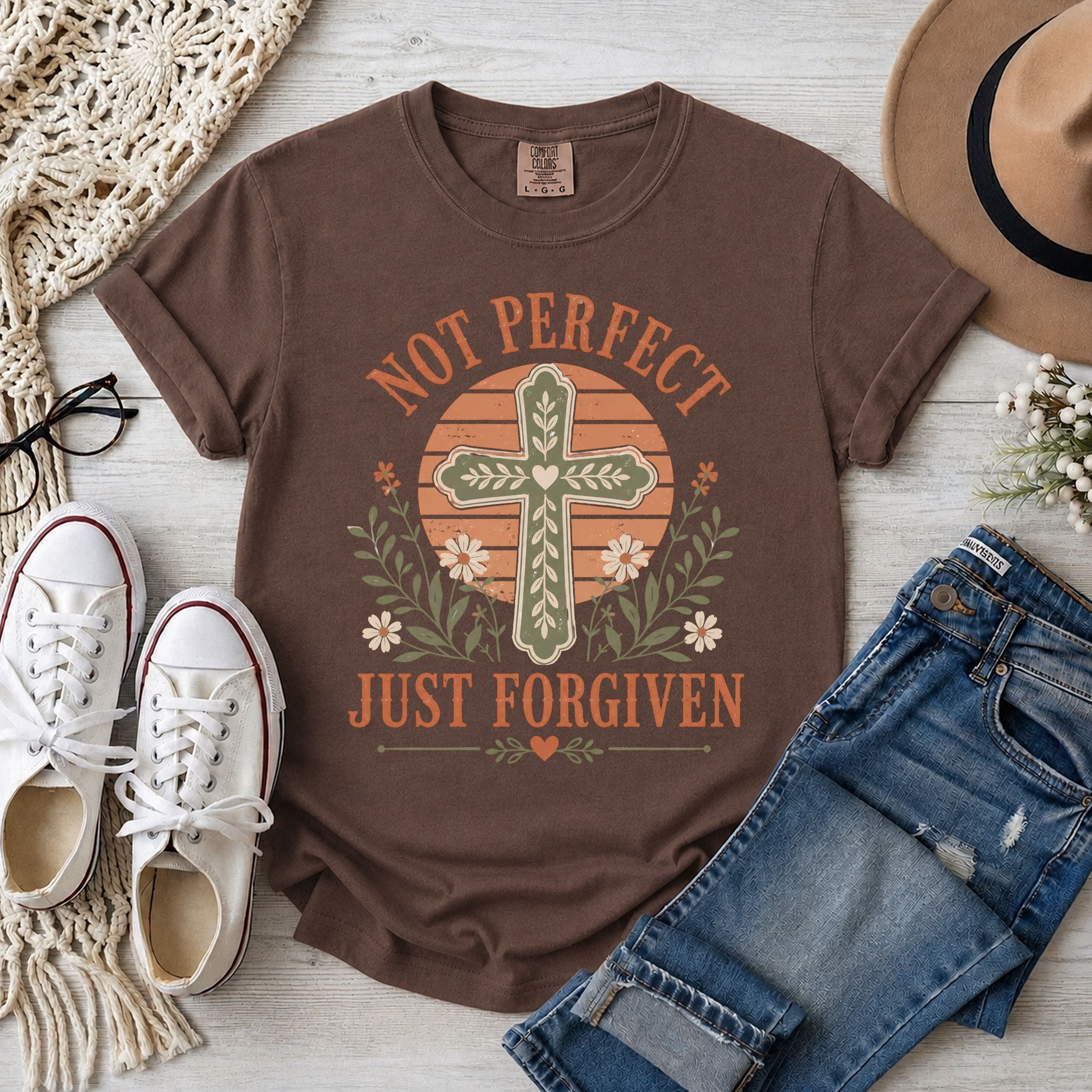Not Perfect Just Forgiven Christian T-Shirt