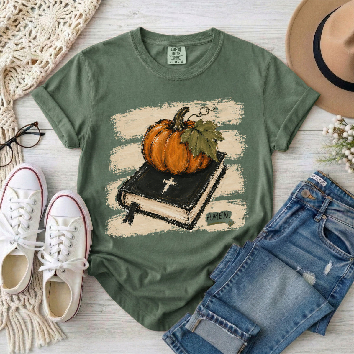 Fall Bible & Pumpkin Christian T-Shirt