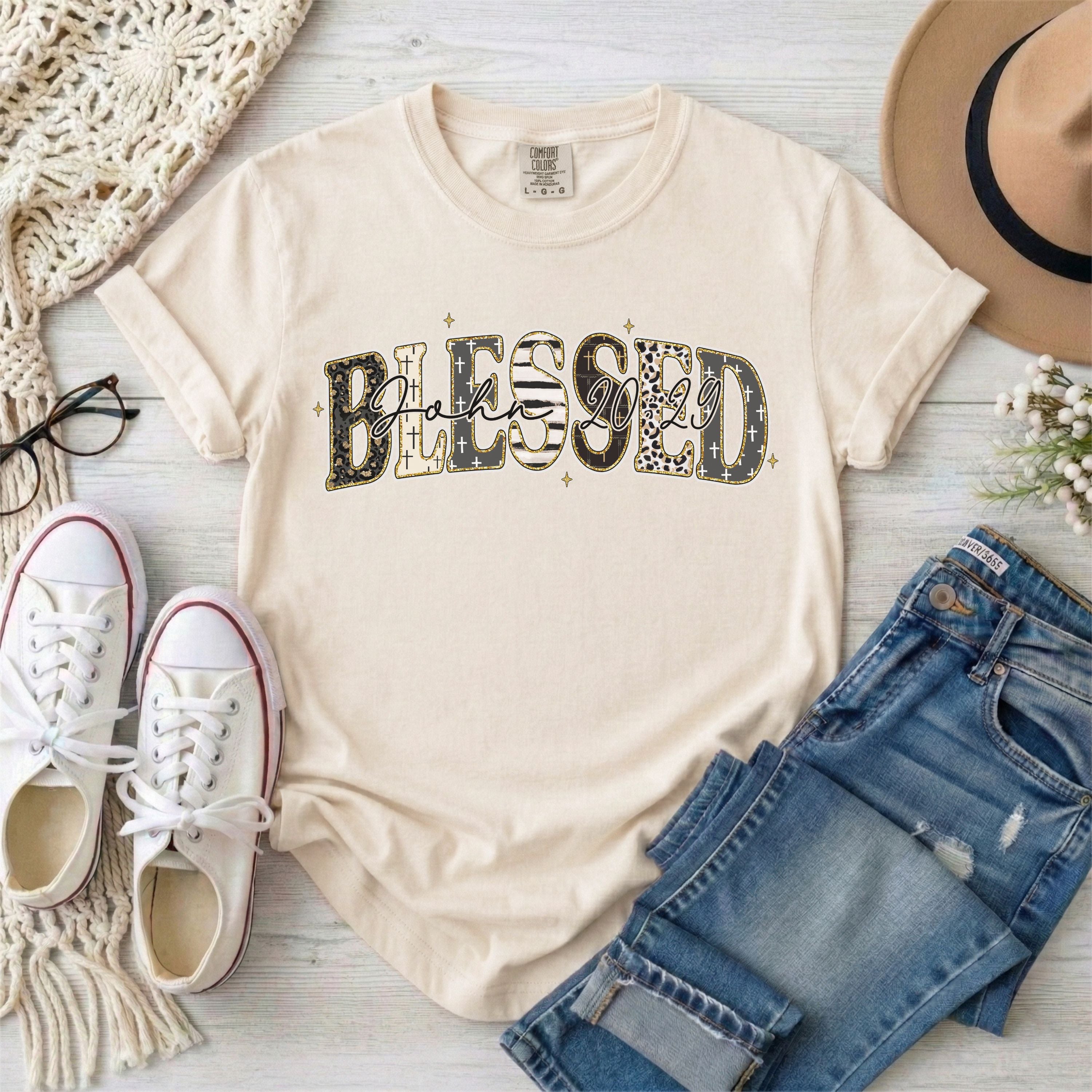 BLESSED Leopard Print Christian T-Shirt